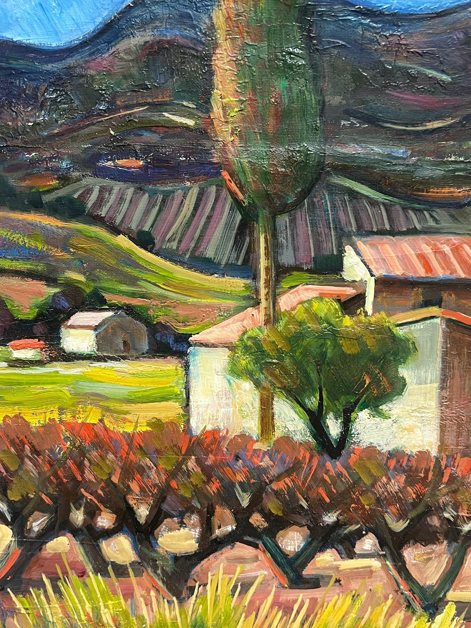 Siglo XX Óleo Modernista Francés Provenza Viñedo Antigua Casa Mas en venta 3