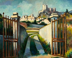 A Path Leading to a Hilltop Fortress French Oil Painting