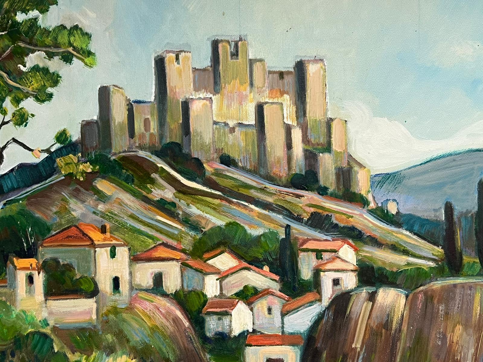 Castillo con vistas a un pintoresco pueblo de la campiña francesa - Painting Posimpresionista de Max Toutain