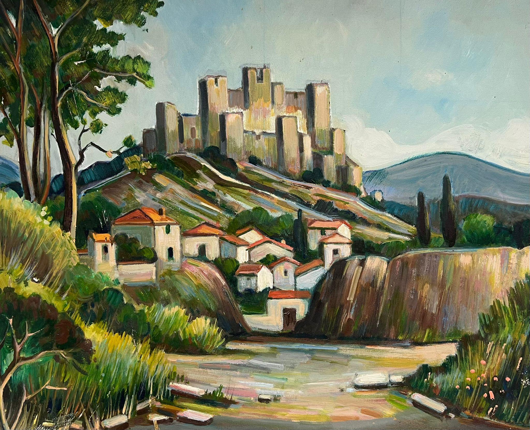 Landscape Painting de Max Toutain - Castillo con vistas a un pintoresco pueblo de la campiña francesa