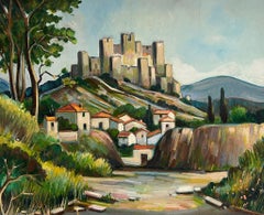 Castle Overlooking a Picturesque Village in the Rolling French Countryside