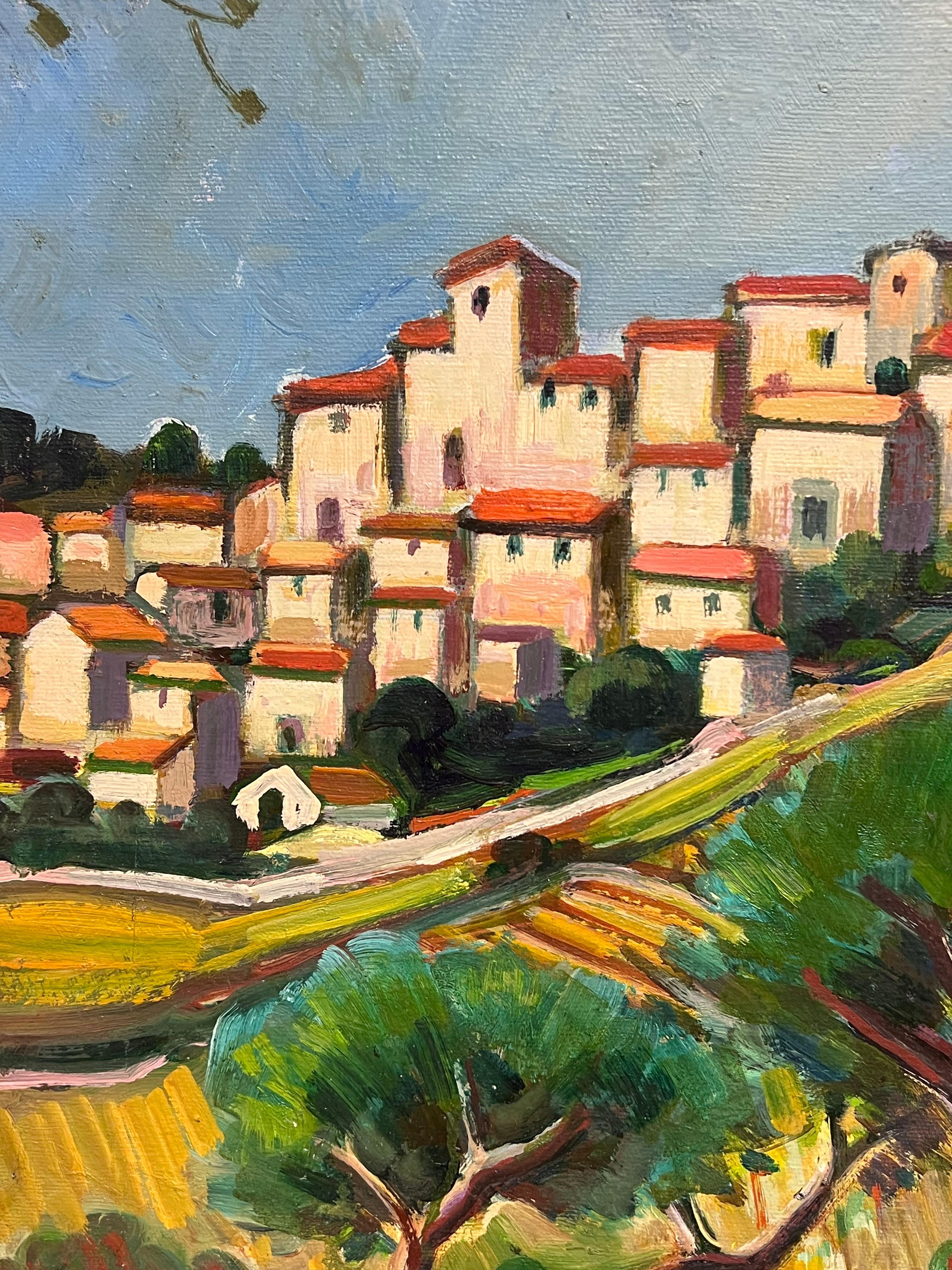 Un incantevole villaggio in cima alla collina 
di Max Toutain (1935-2006)
dipinto a olio su tela, senza cornice
tela: 20 x 23,5 pollici
Provenienza: tutti i quadri che abbiamo di questo artista provengono dalla tenuta dell'artista nel sud della
