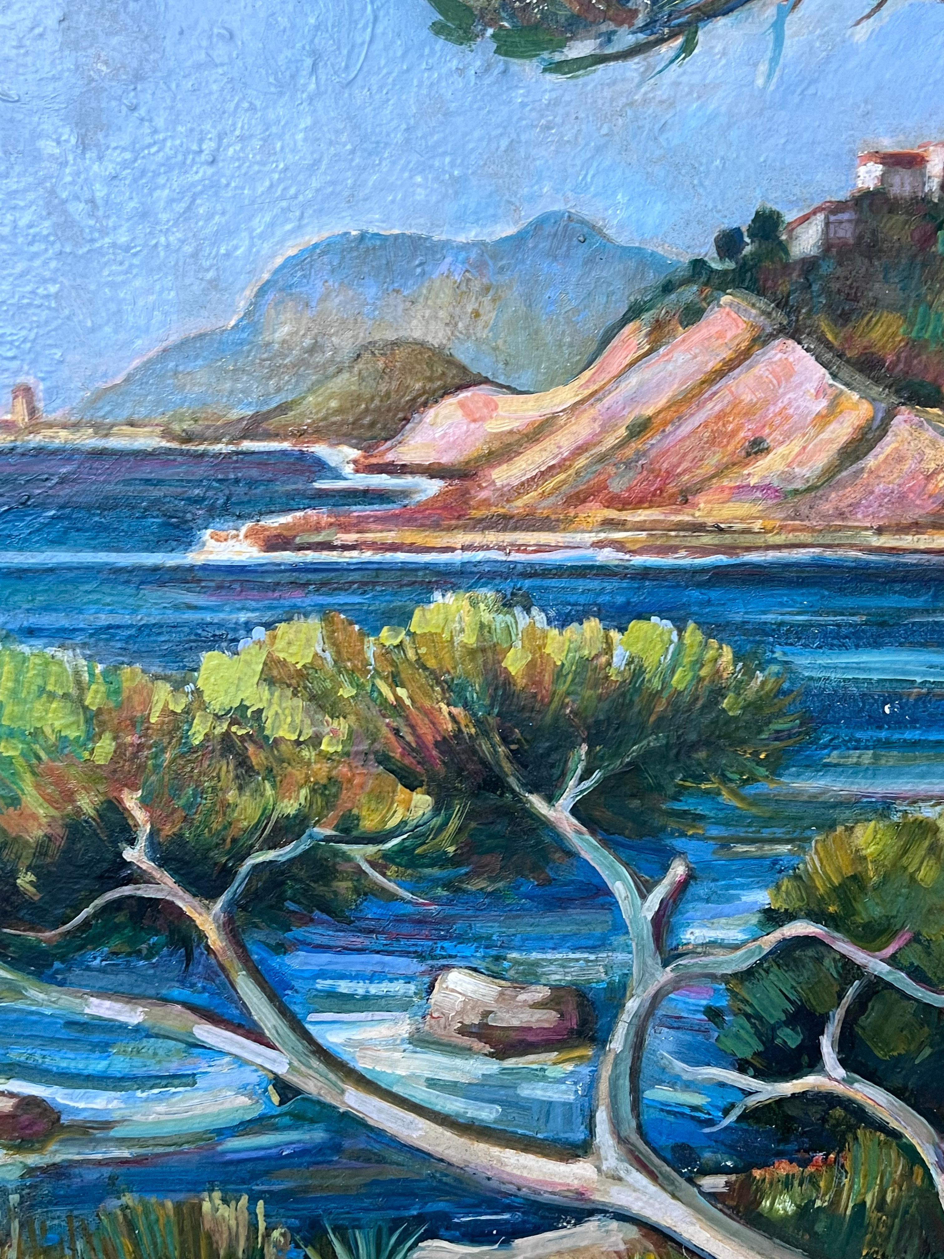 The Blue Coast
signed by Max Toutain (1935-2006)
oil painting on canvas, framed
framed: 31 x 42 inches
canvas : 26 x 36 inches
Provenance: all the paintings we have by this artist have come from the artists estate in the South of France. 
Condition: