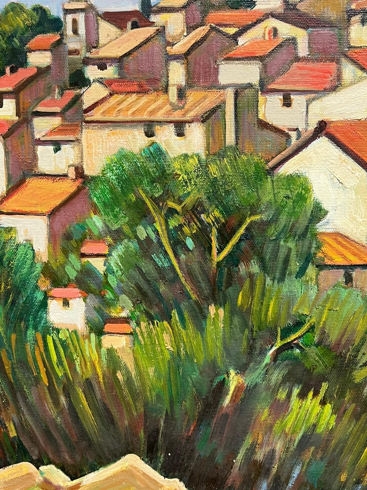 Costa Azul Mediterráneo Pueblo provenzal Sur de Francia Siglo XX Pintura al óleo en venta 5