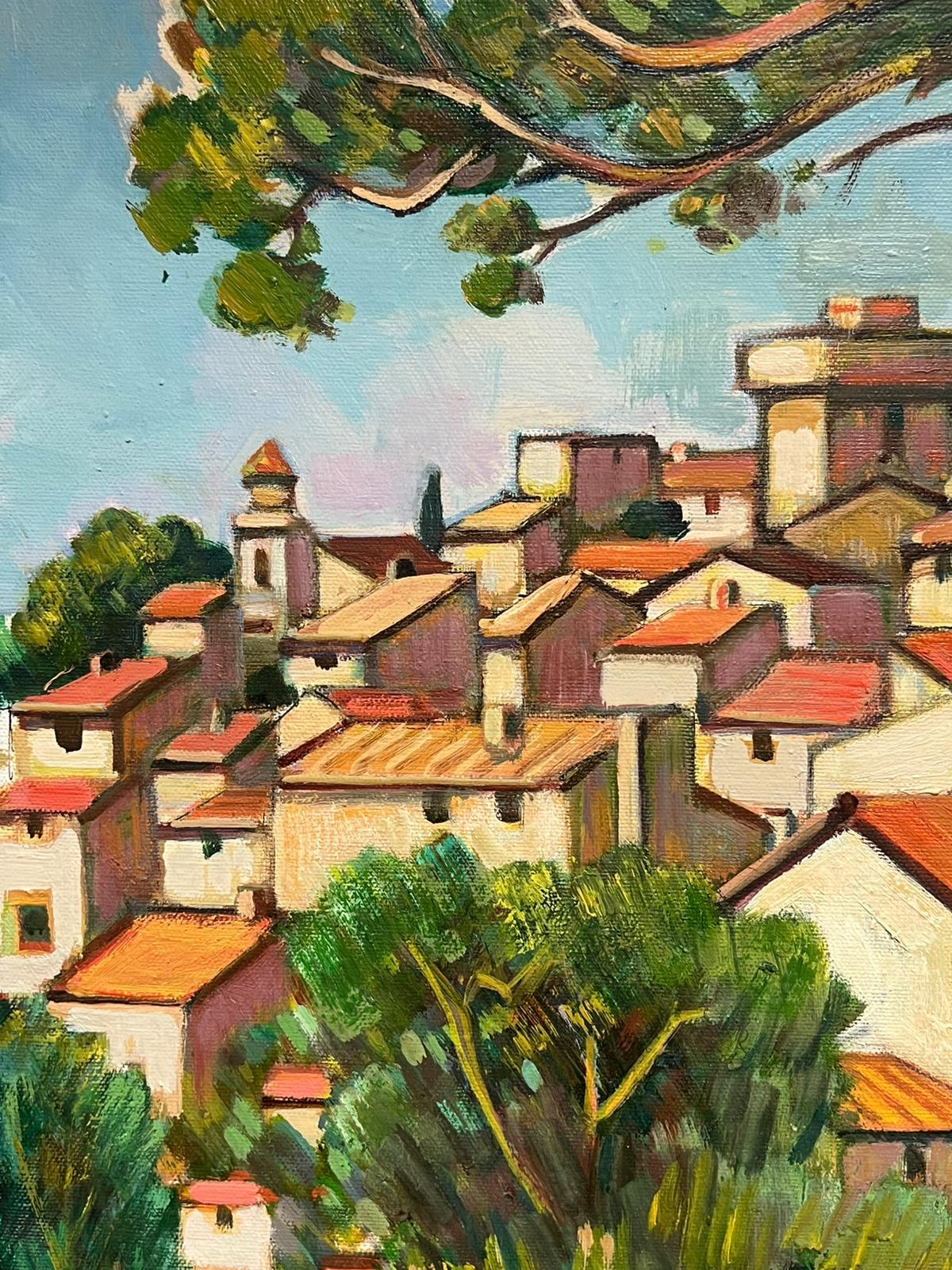 Costa Azul Mediterráneo Pueblo provenzal Sur de Francia Siglo XX Pintura al óleo en venta 1