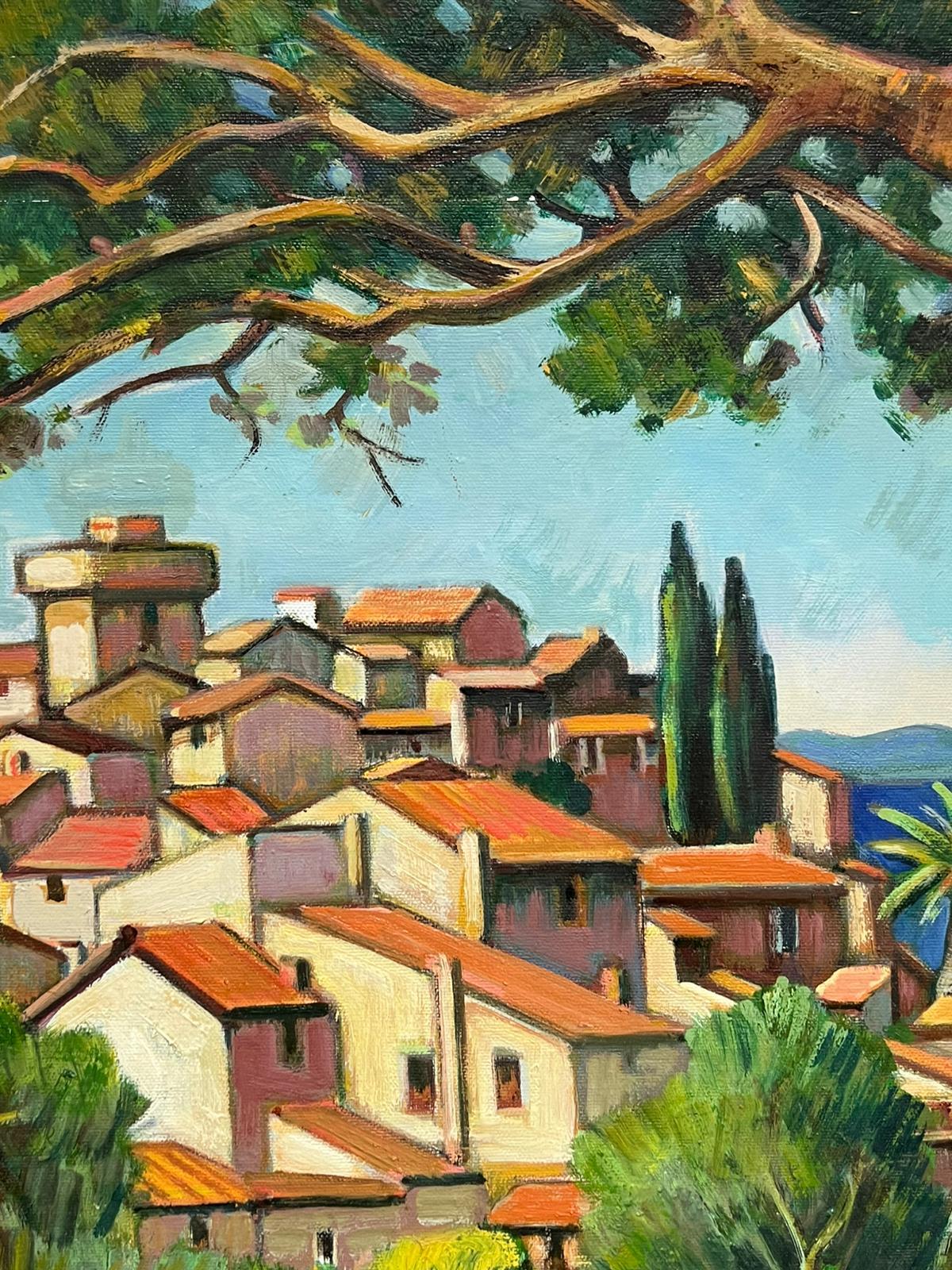 Costa Azul Mediterráneo Pueblo provenzal Sur de Francia Siglo XX Pintura al óleo en venta 3