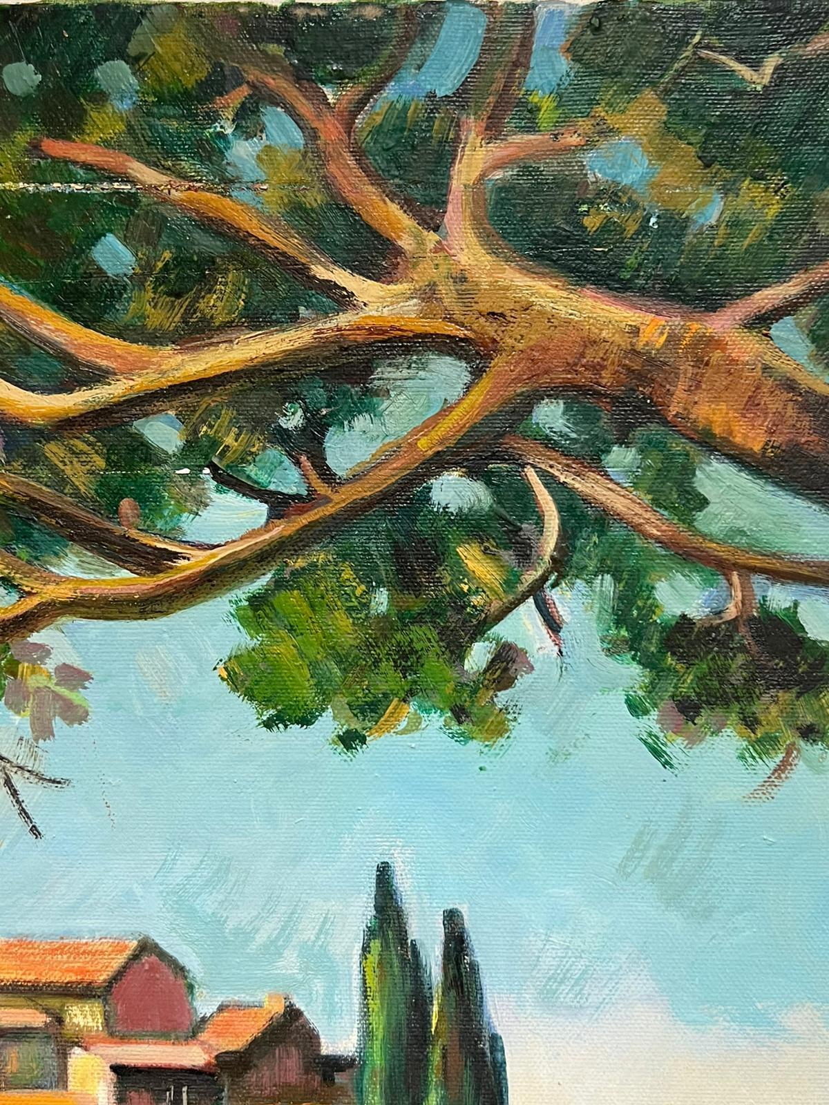 Costa Azul Mediterráneo Pueblo provenzal Sur de Francia Siglo XX Pintura al óleo en venta 4