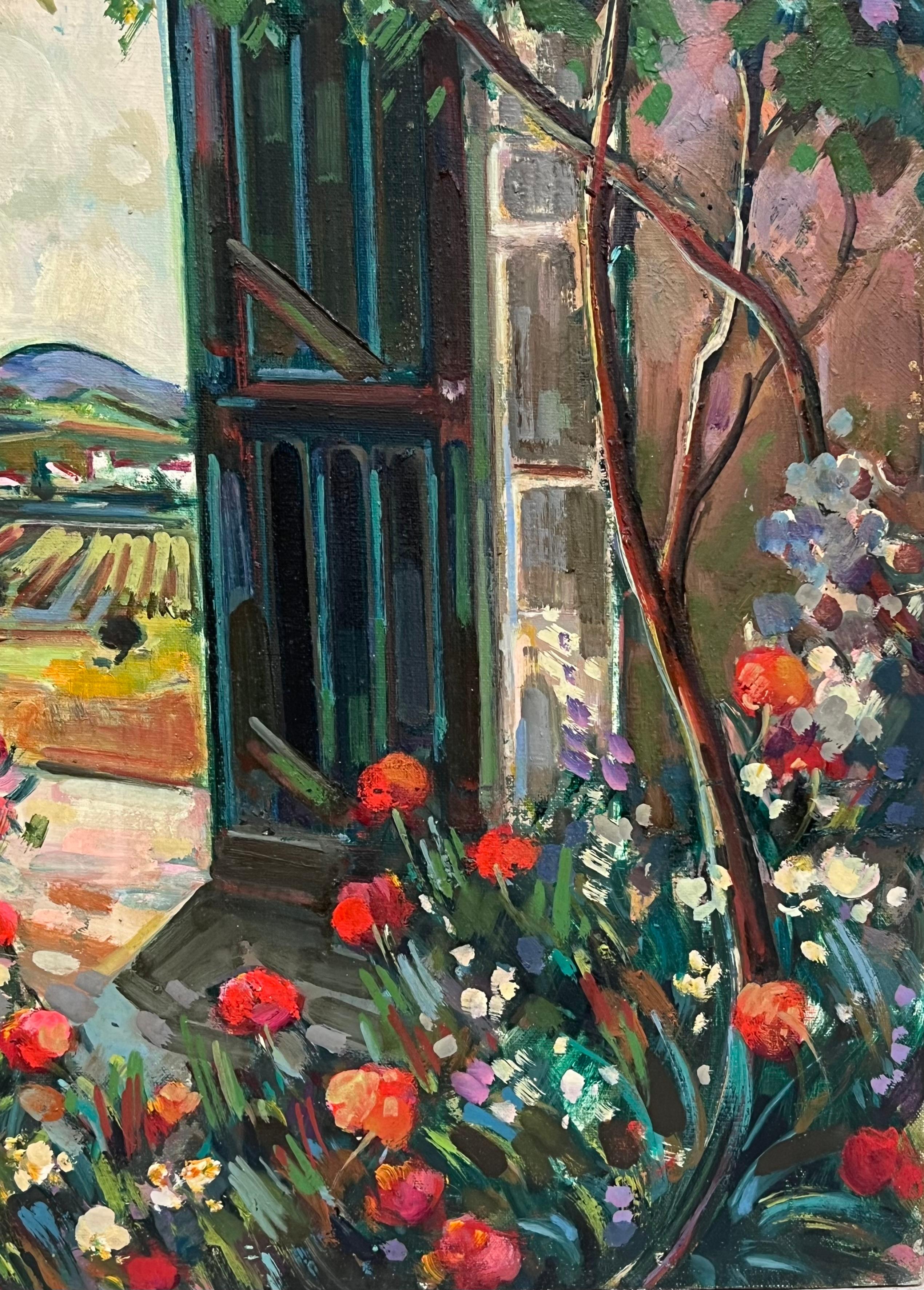 Grünes Gartentor, der zum Tal führt, Französisches postimpressionistisches Gemälde (Post-Impressionismus), Painting, von Max Toutain