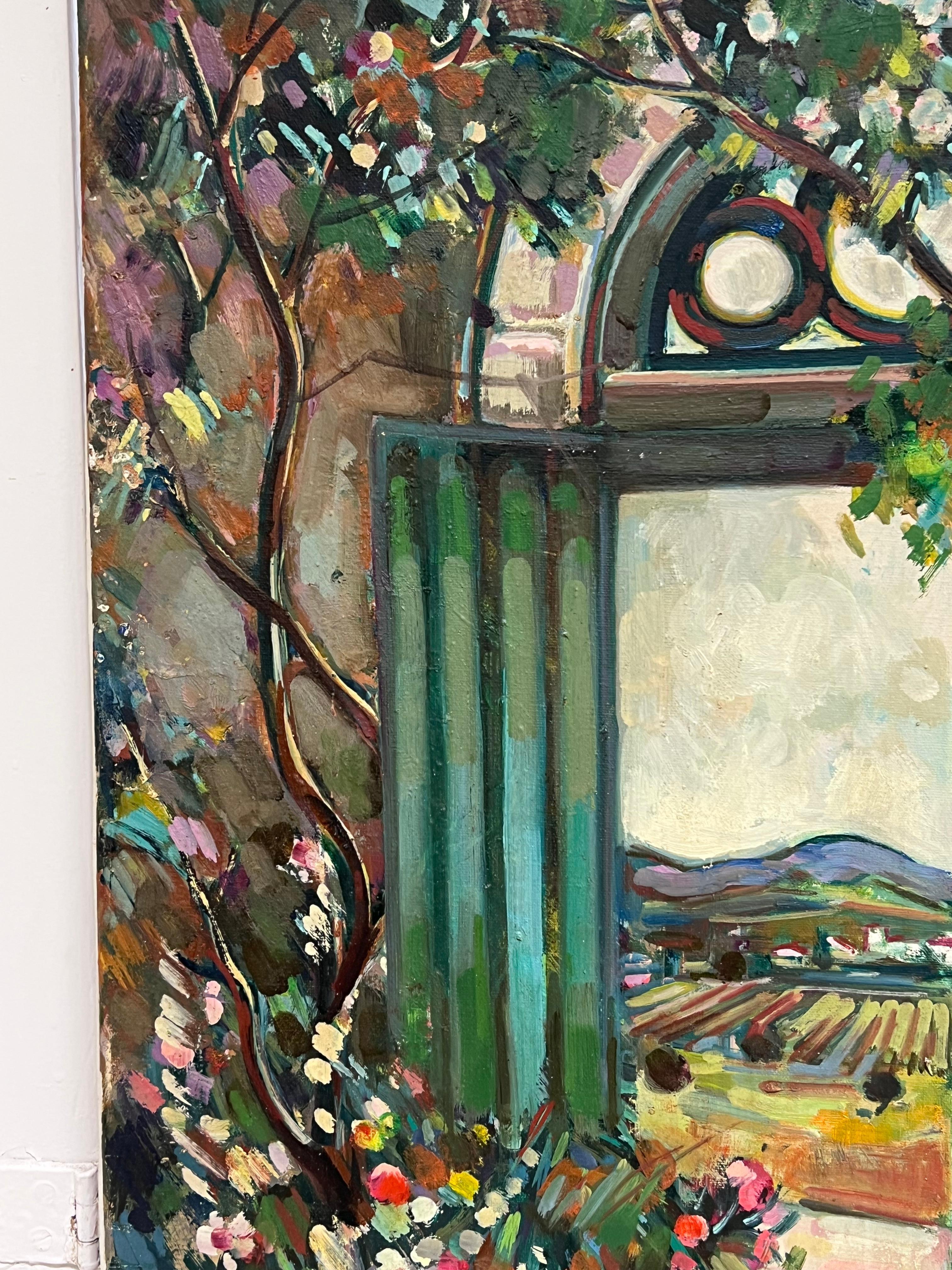Grünes Gartentor, der zum Tal führt, Französisches postimpressionistisches Gemälde im Angebot 1