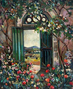 Green Garden Gate Leading to The Valley French Post Impressionist Painting
