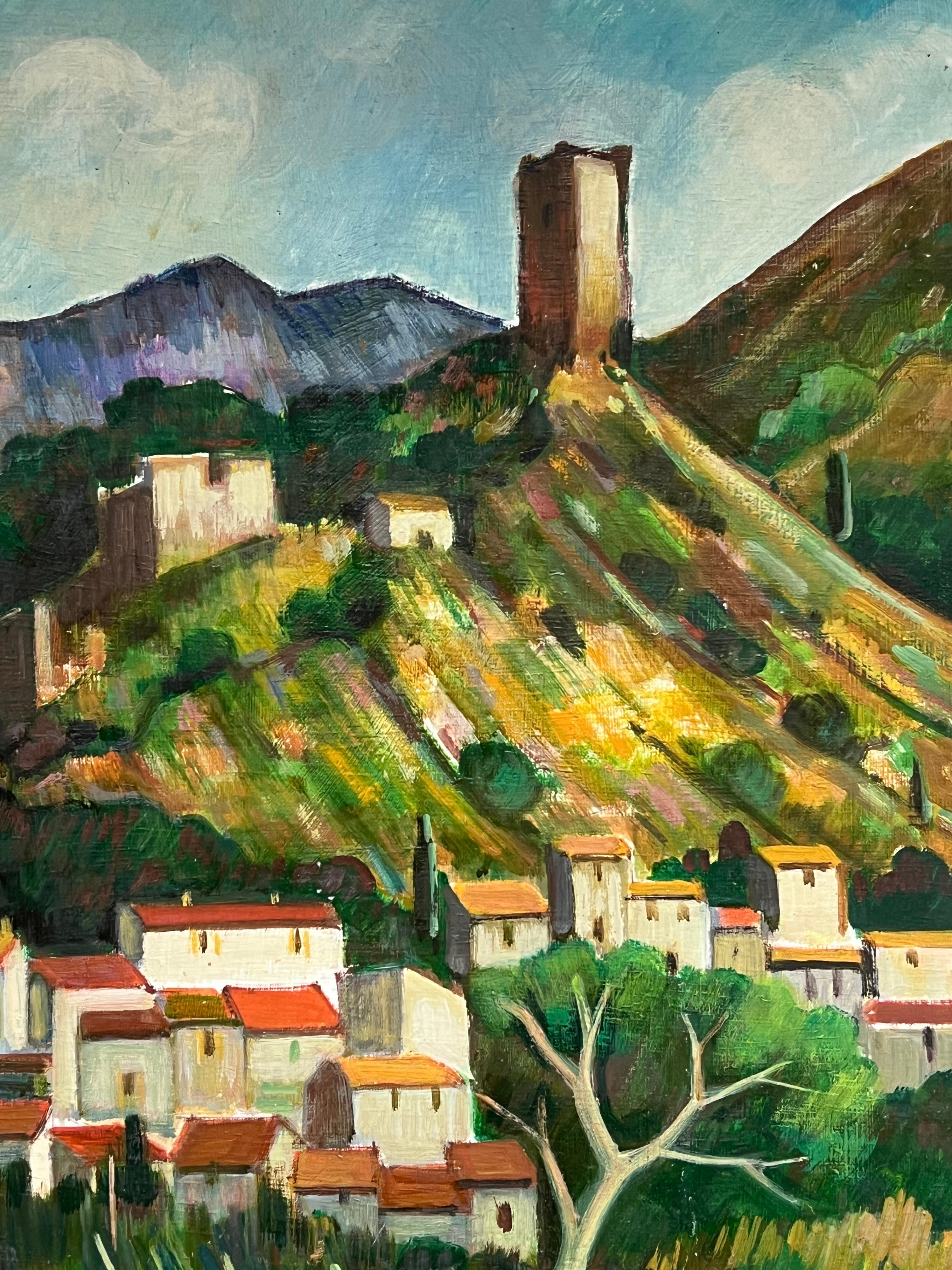 Hill Top Village Provence Großes französisches postimpressionistisches Gemälde des 20. Jahrhunderts im Angebot 2