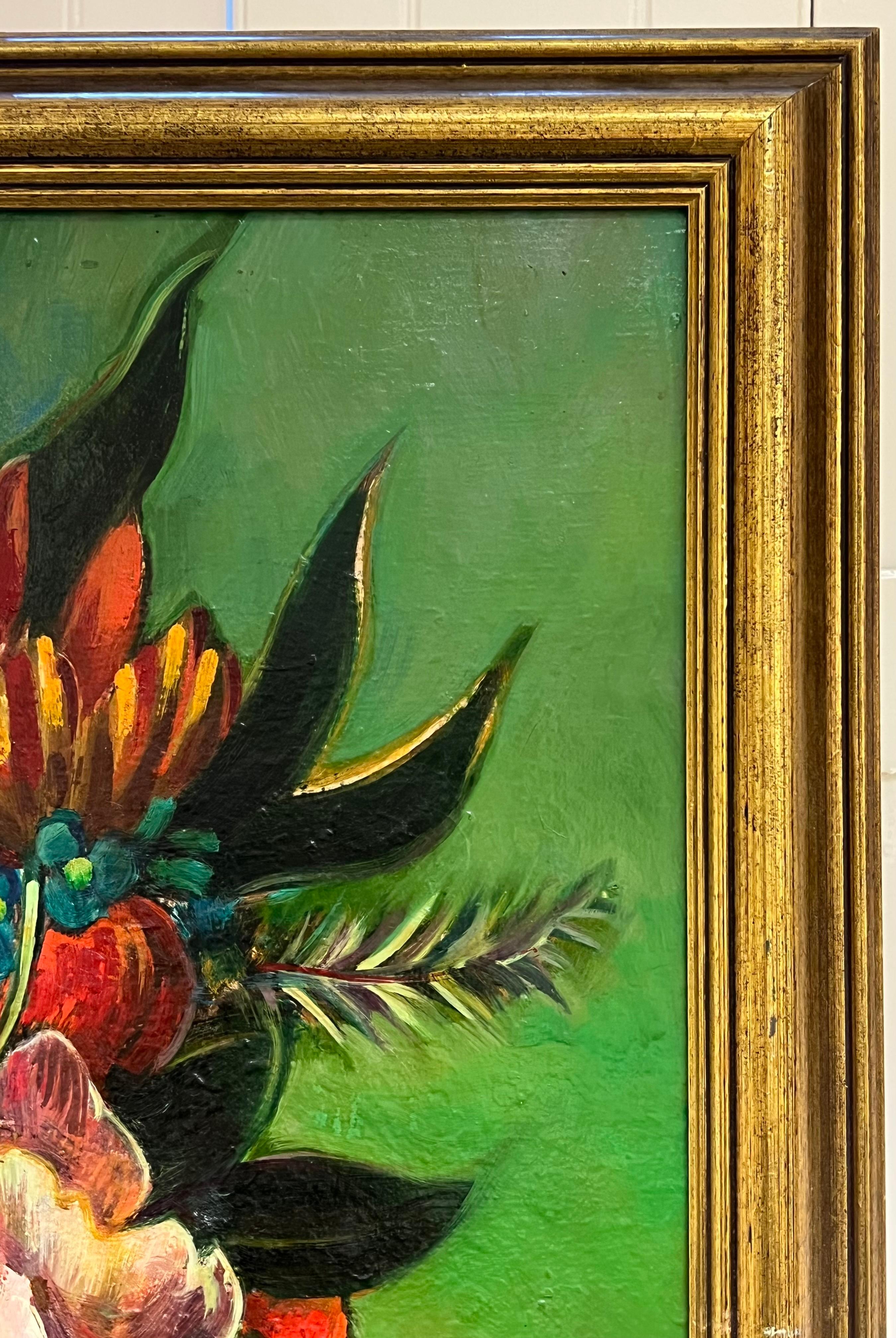 Gran bodegón clásico de flores Cuadro al óleo francés sobre lienzo firmado en venta 5