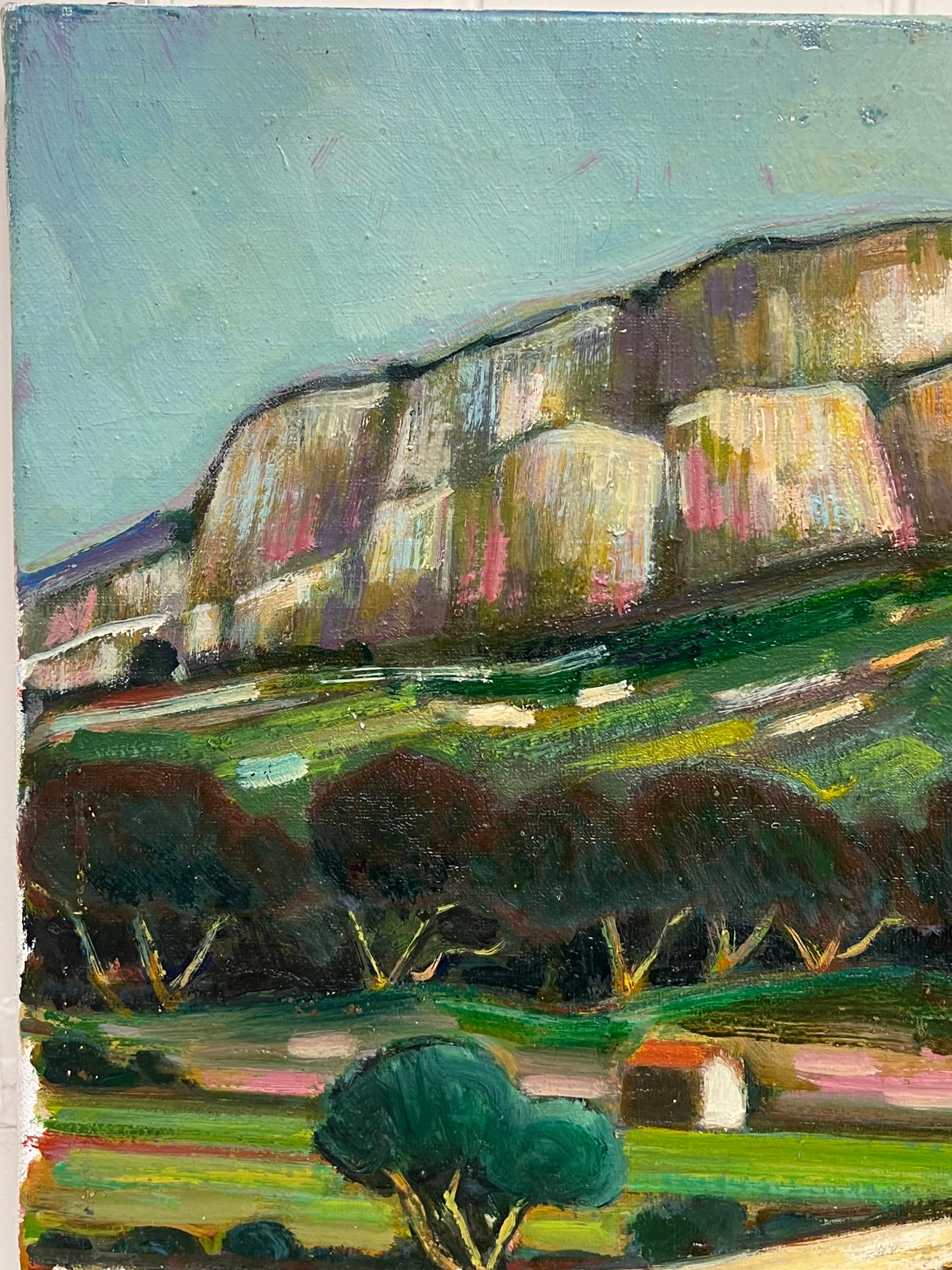 Lavendelfelder unterhalb der moosbewachsenen Felsen des Tals Französische postimpressionistische Malerei – Painting von Max Toutain