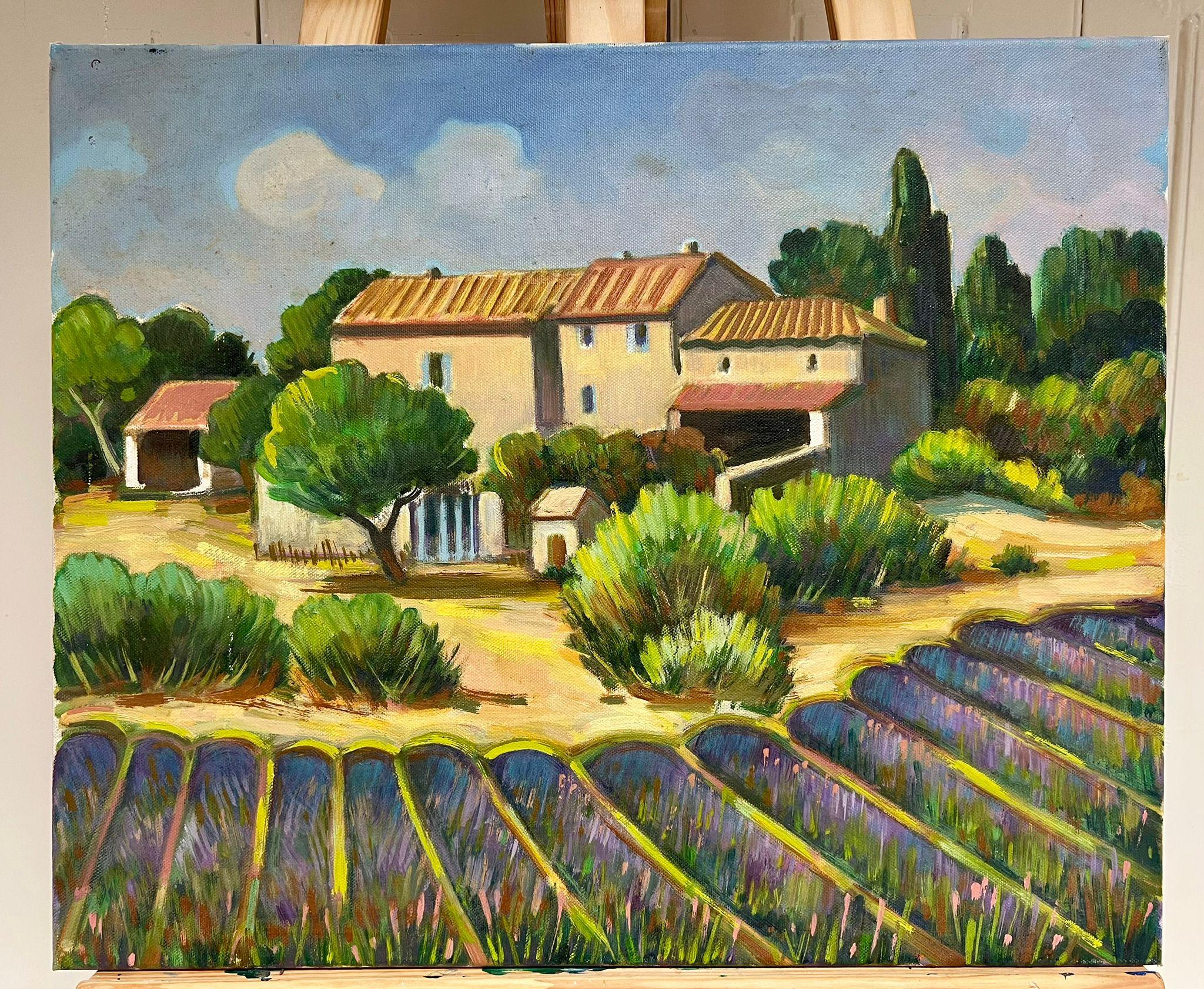 Campi di lavanda Provenza Pittura ad olio modernista francese del XX secolo - Painting di Max Toutain