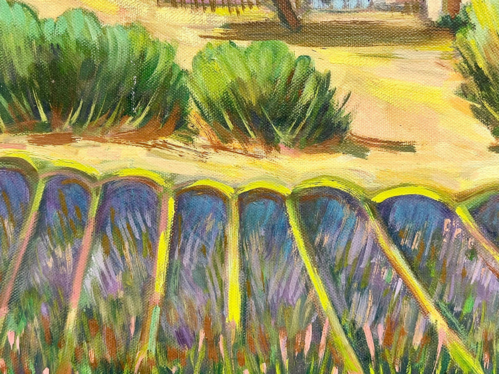 Campi di lavanda Provenza Pittura ad olio modernista francese del XX secolo - Landscape Painting Grigio di Max Toutain