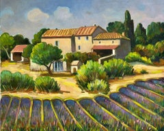 Lavender Fields Provence 20th Century French Modernist Oil Painting