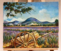 Lavender Fields Provence Landscape 20th Century French Modernist Oil Painting