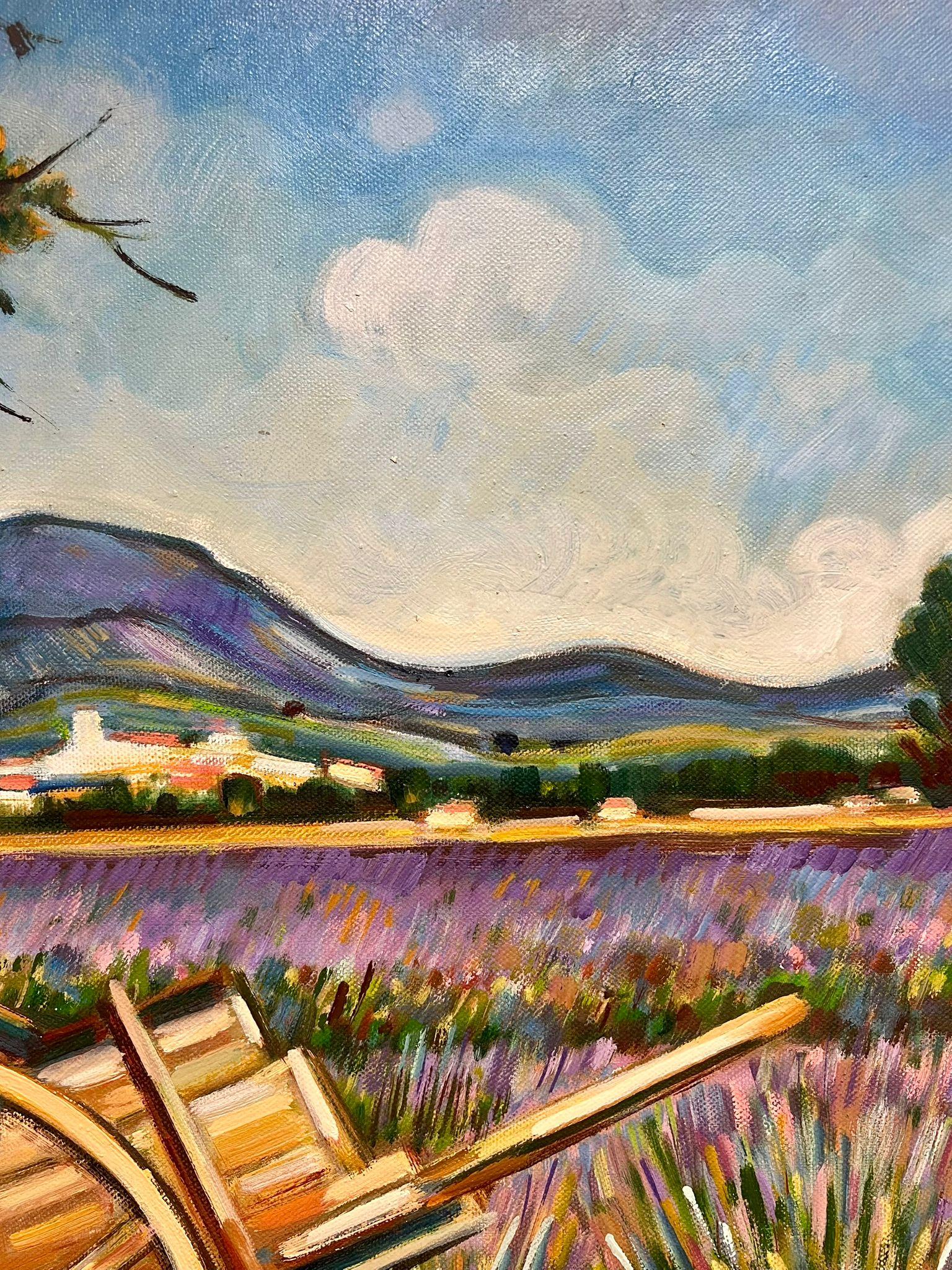 Lavendelfarbene Felder Provence Landschaft, Französisches modernistisches Ölgemälde des 20. Jahrhunderts (Post-Impressionismus), Painting, von Max Toutain