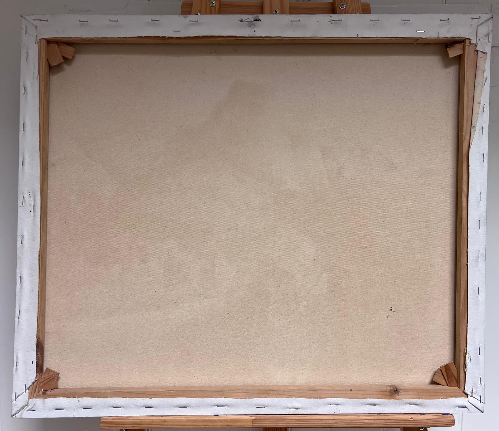 Montañas de la Provenza Antiguo pueblo entre viñedos Óleo del siglo XX en venta 5