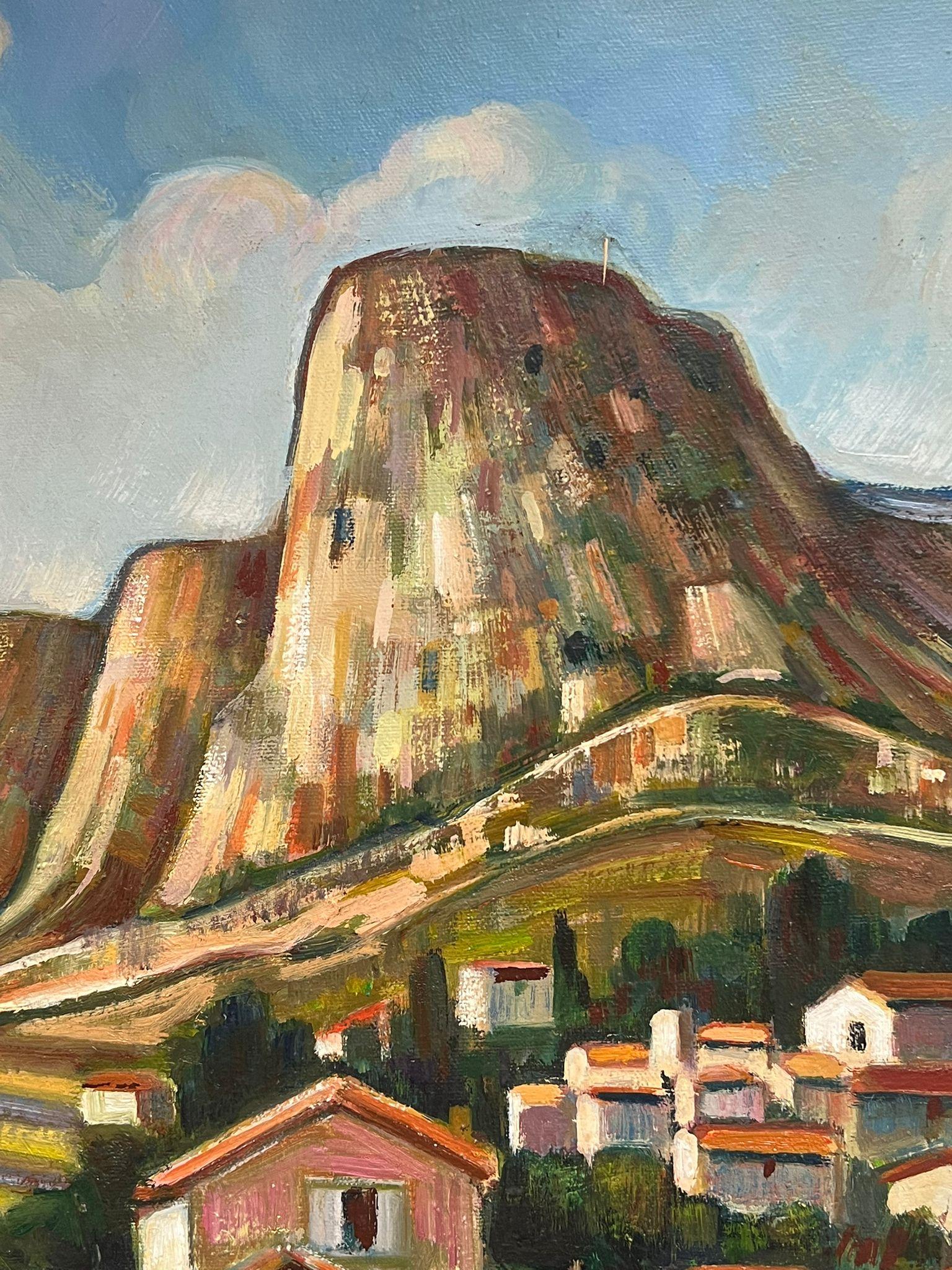 Montañas de la Provenza Antiguo pueblo entre viñedos Óleo del siglo XX - Painting Posimpresionista de Max Toutain