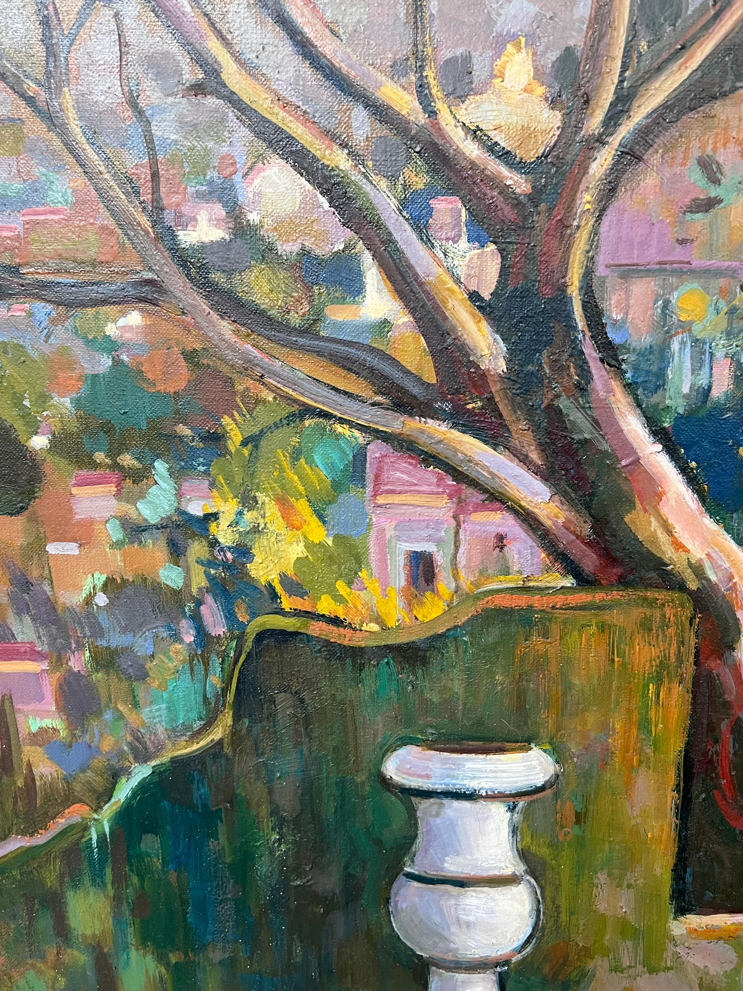 Terrazza del giardino costiero provenzale Grande dipinto impressionista francese del XX secolo in vendita 6