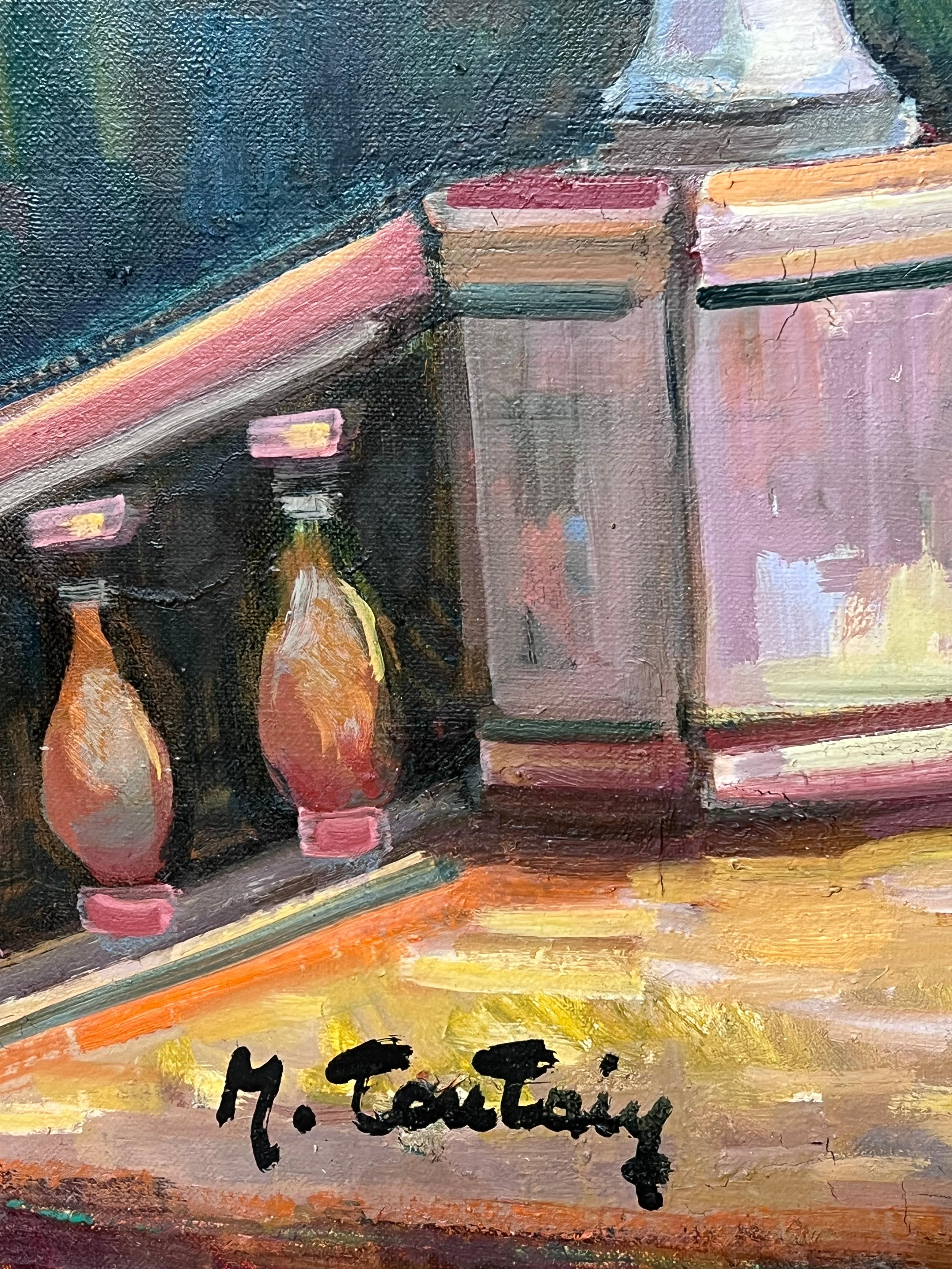 Terrazza del giardino costiero provenzale Grande dipinto impressionista francese del XX secolo in vendita 8