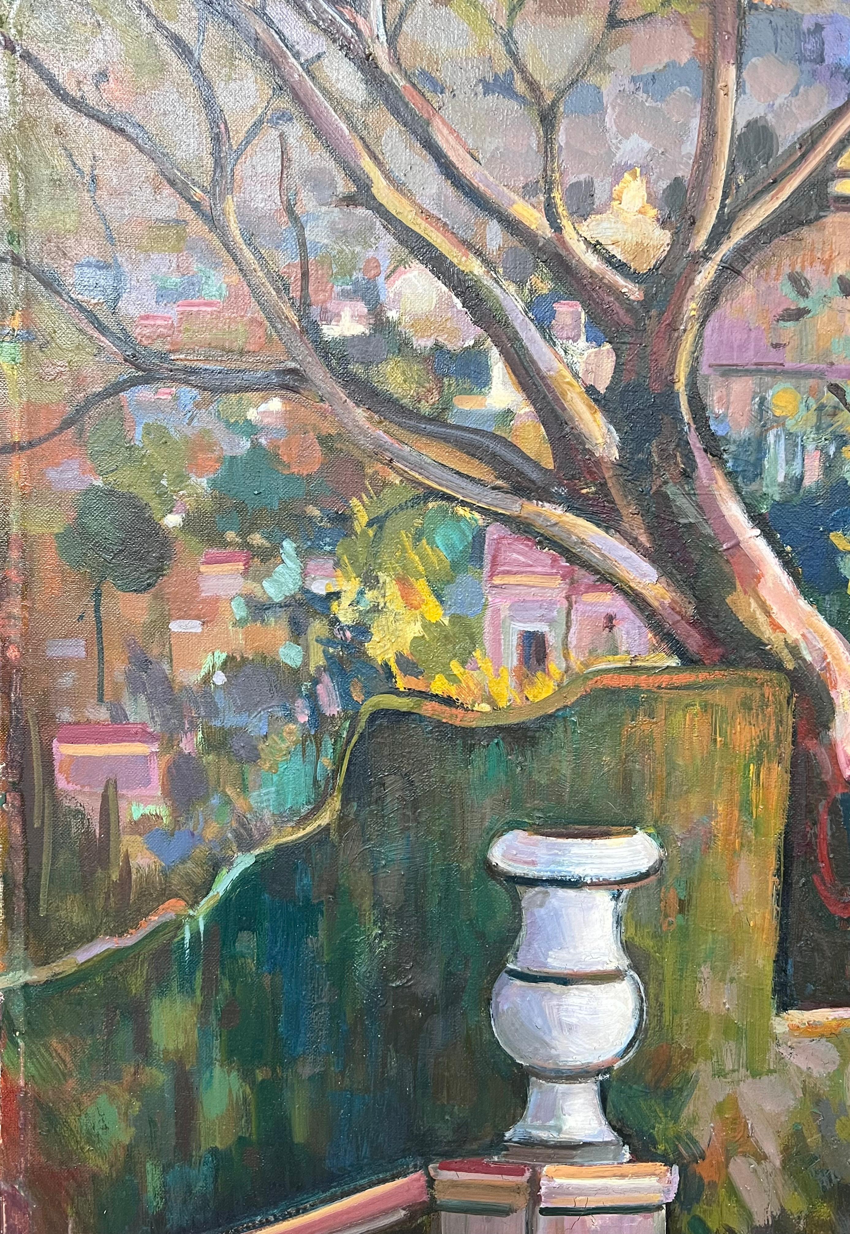 Terrazza del giardino costiero provenzale Grande dipinto impressionista francese del XX secolo in vendita 2