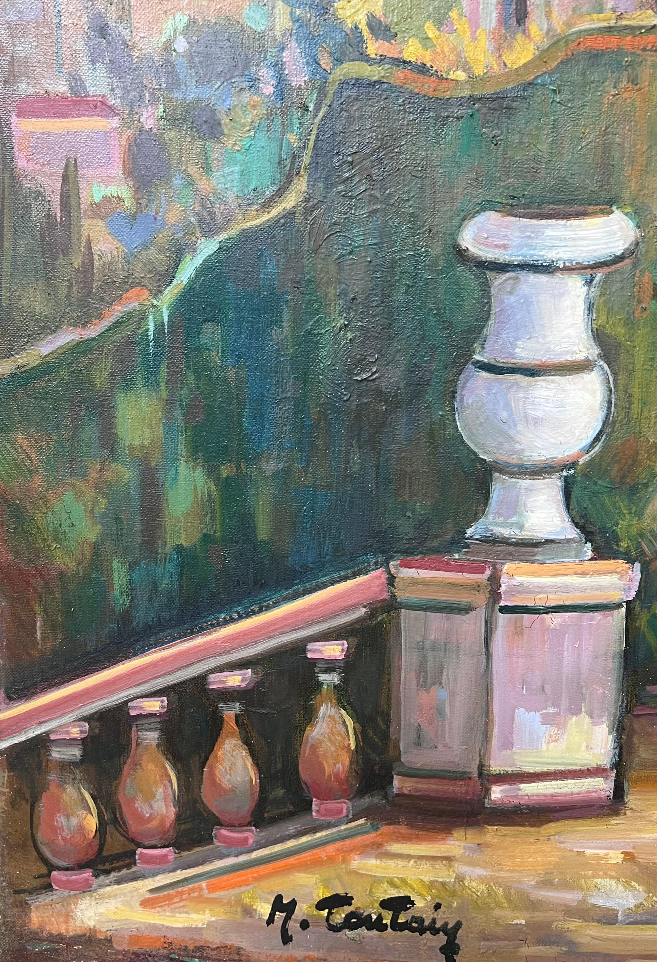Terrazza del giardino costiero provenzale Grande dipinto impressionista francese del XX secolo in vendita 3