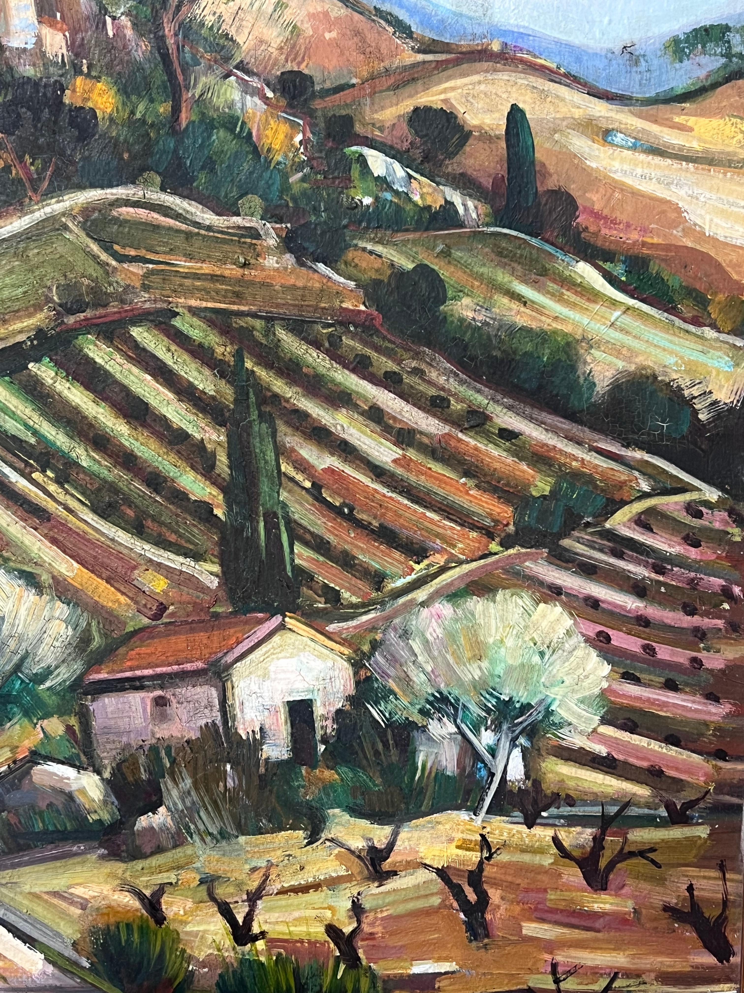I. Hill Provenzale Città arroccata Pittura ad olio post impressionista francese del XX secolo in vendita 5