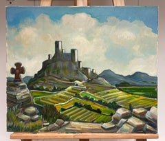 Provencal Hilltop Village South of France Green Landscape French Oil Painting