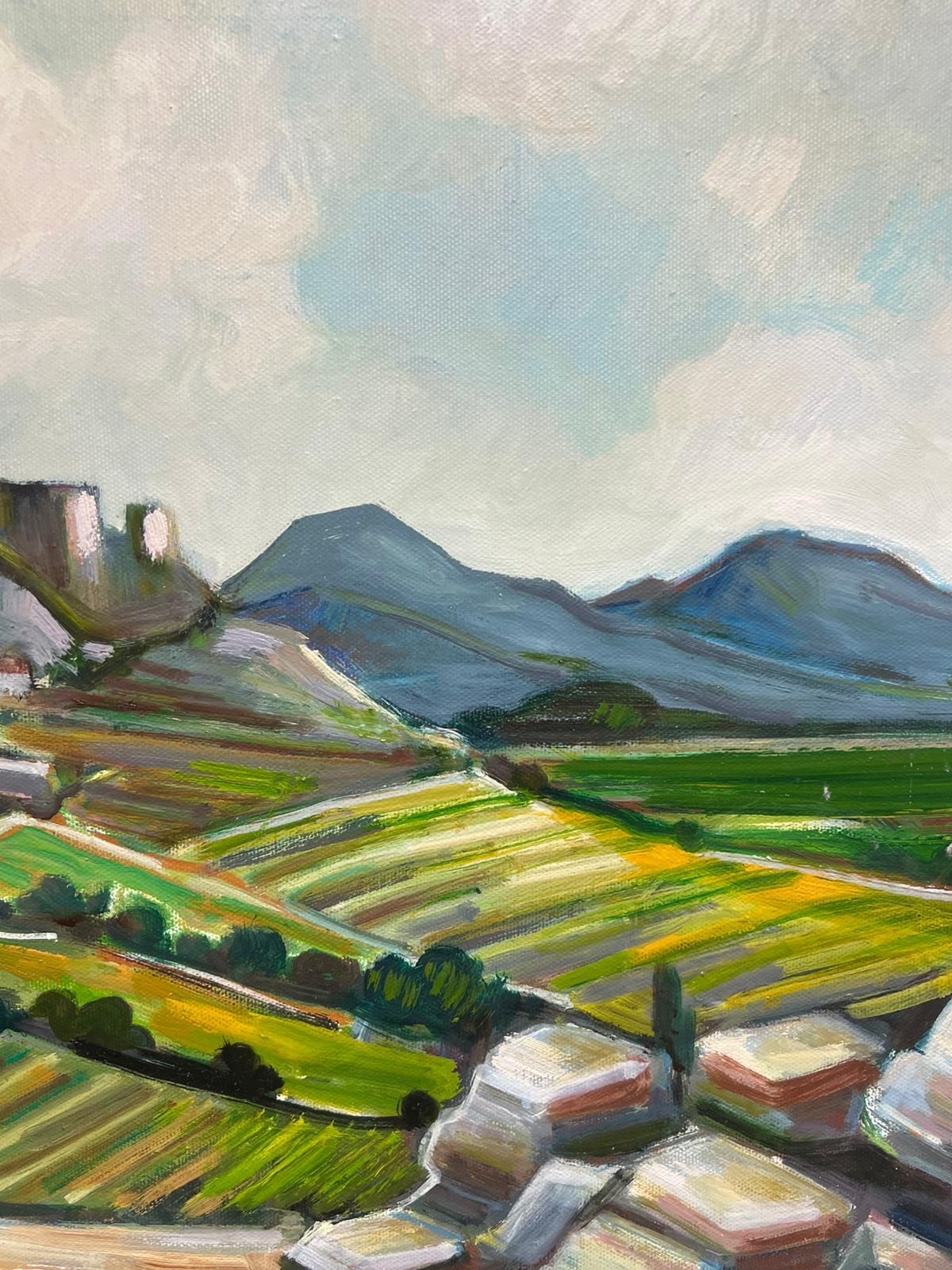 The Hill Top Village
by Max Toutain (1935-2006)
oil painting on canvas, unframed
canvas : 18 x 22 inches
Provenance: all the paintings we have by this artist have come from the artists estate in the South of France. 
Condition: very good