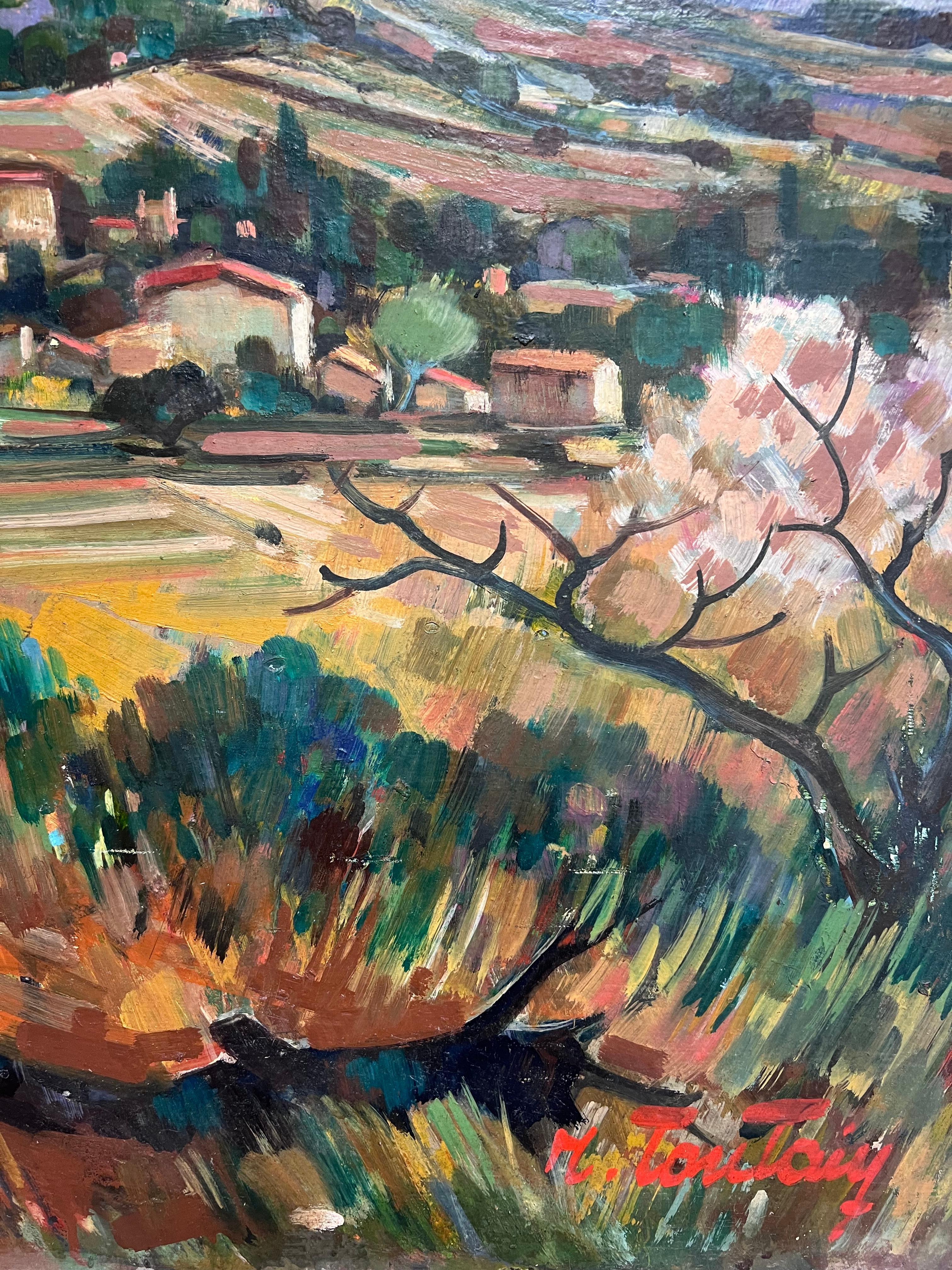 Französische postimpressionistische Provence-Berglandschaft, signiertes Ölgemälde, Französisch im Angebot 5