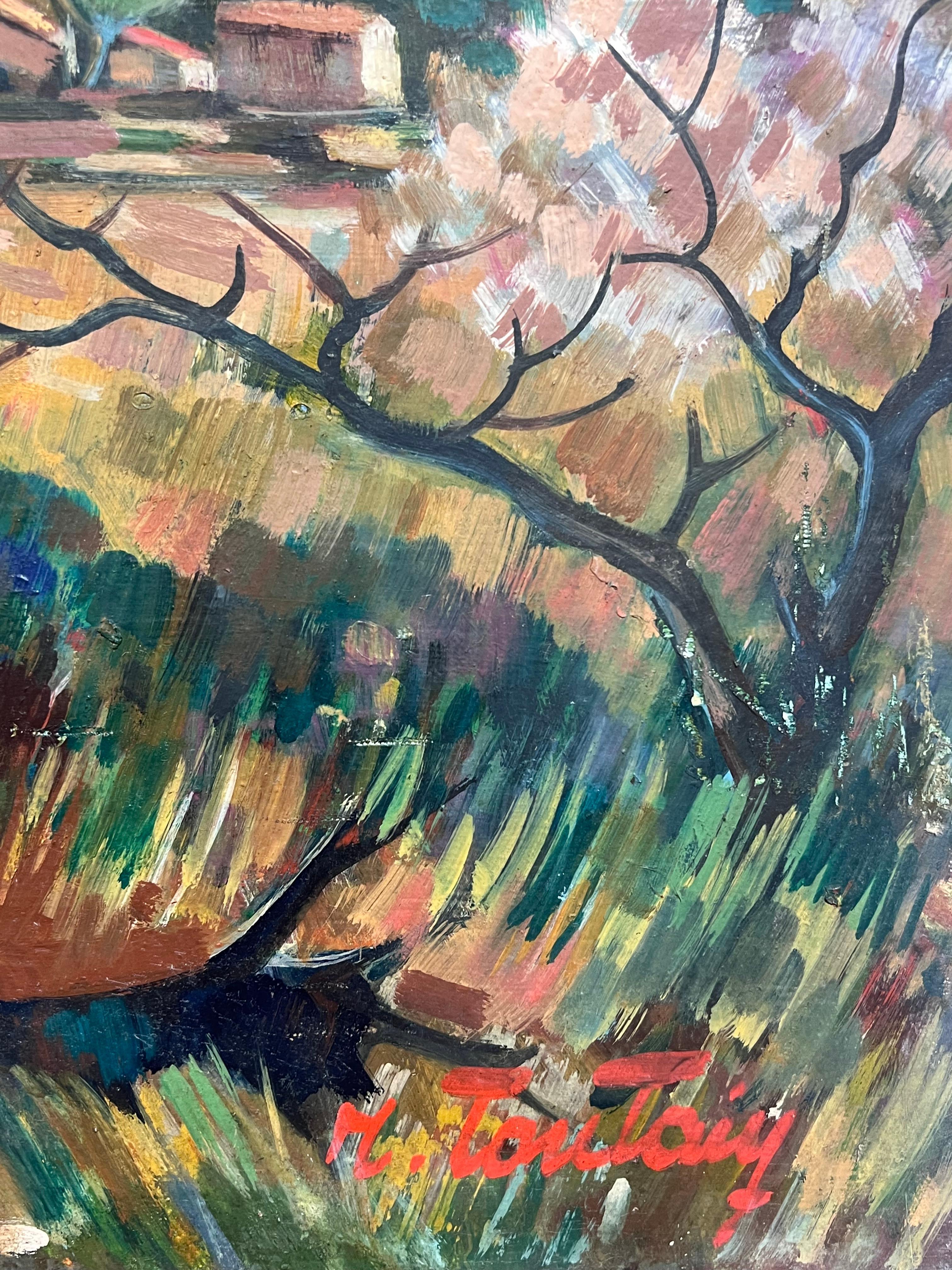 Französische postimpressionistische Provence-Berglandschaft, signiertes Ölgemälde, Französisch im Angebot 6