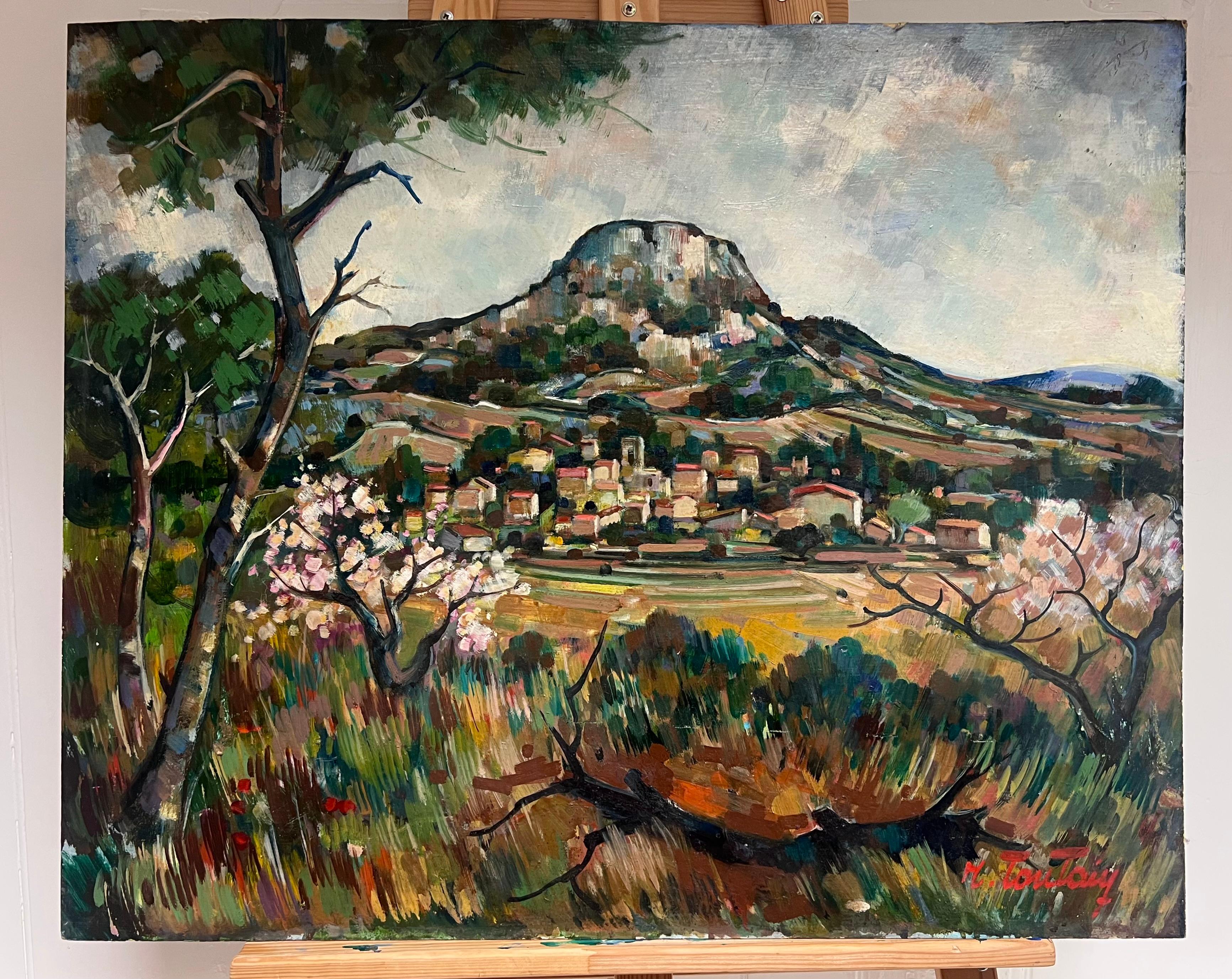 Französische postimpressionistische Provence-Berglandschaft, signiertes Ölgemälde, Französisch – Painting von Max Toutain