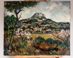 Provence Mountain Landscape French Post Impressionist Signed Oil Painting