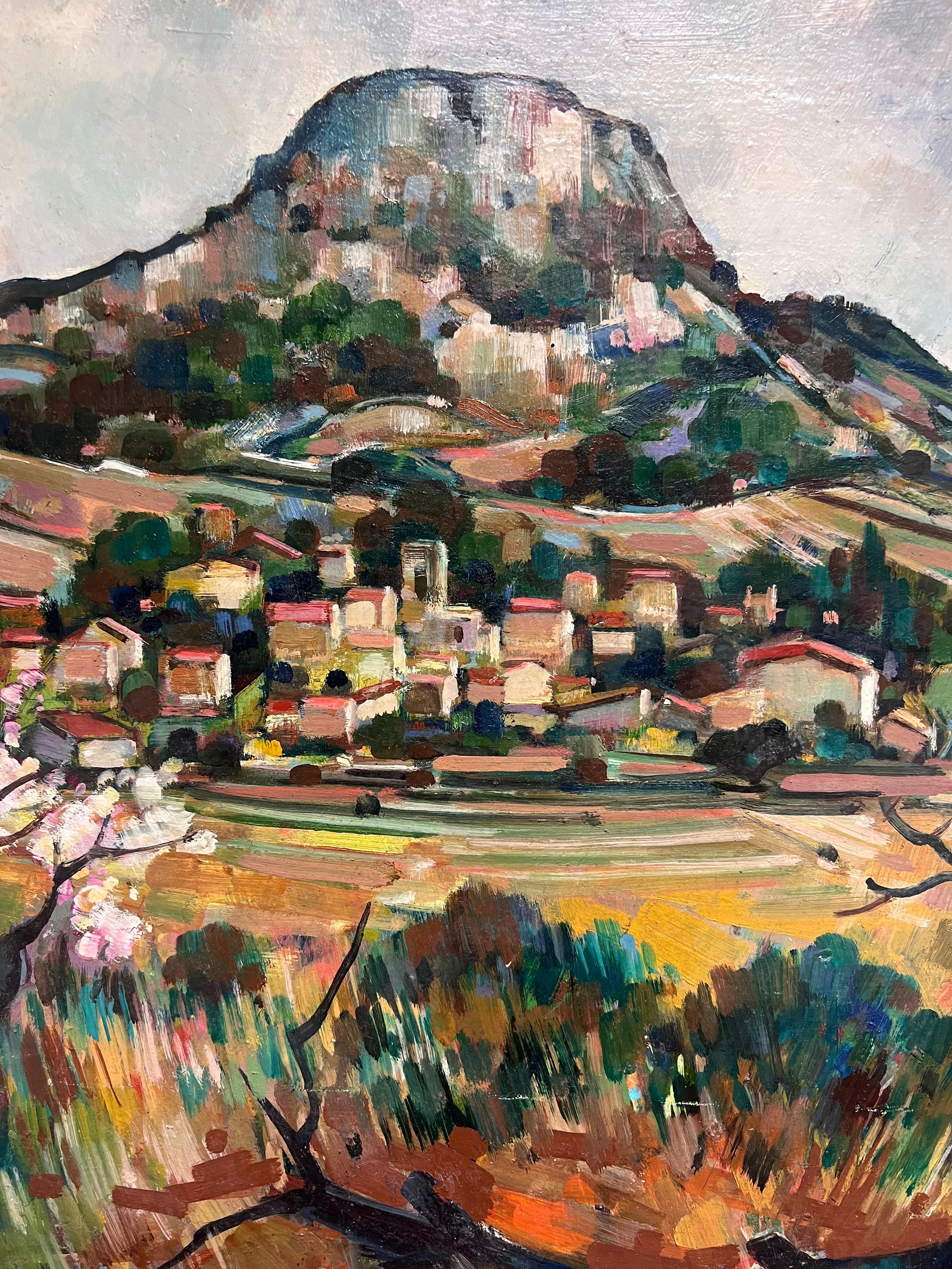Französische postimpressionistische Provence-Berglandschaft, signiertes Ölgemälde, Französisch im Angebot 3
