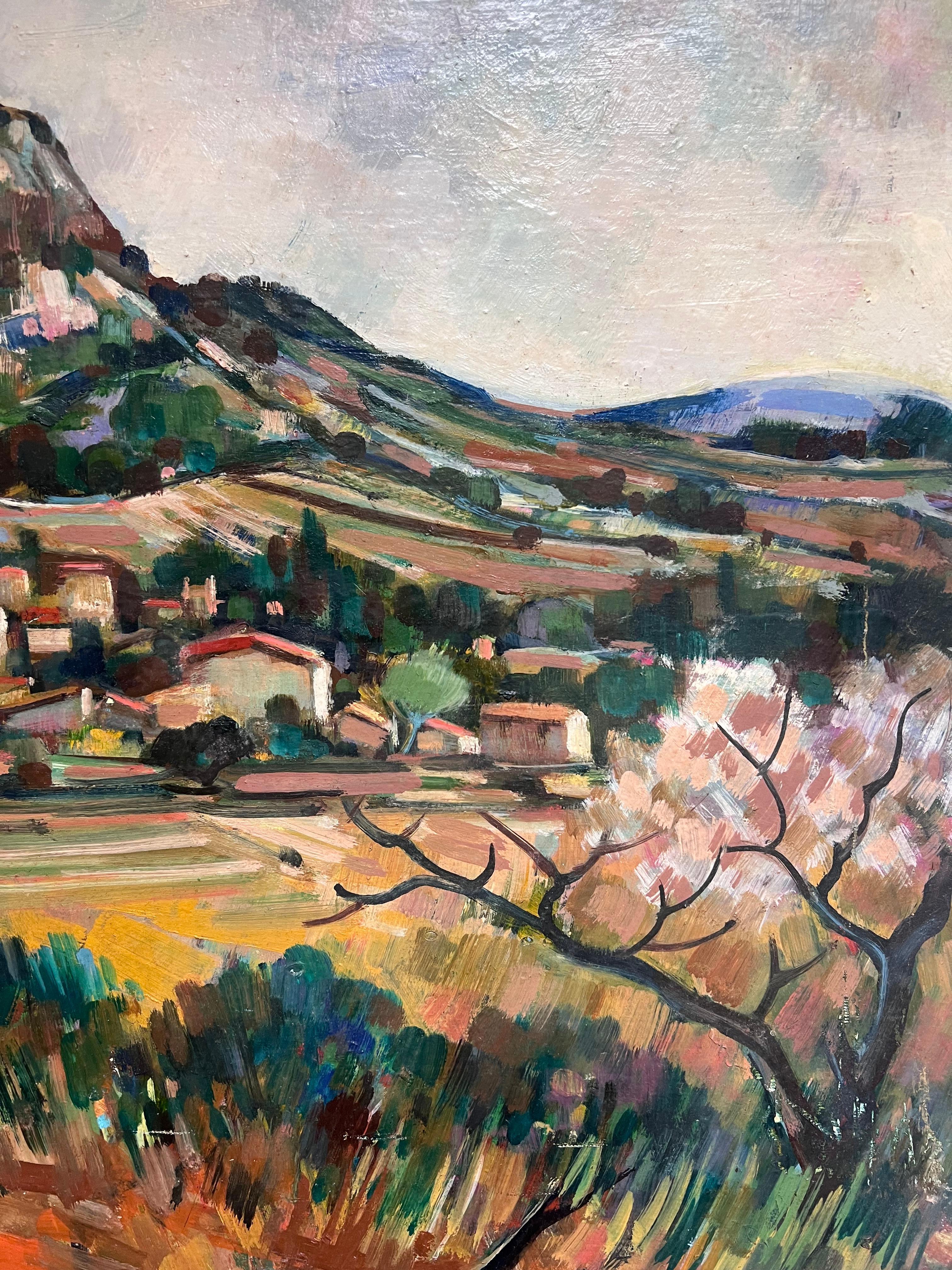 Französische postimpressionistische Provence-Berglandschaft, signiertes Ölgemälde, Französisch im Angebot 4