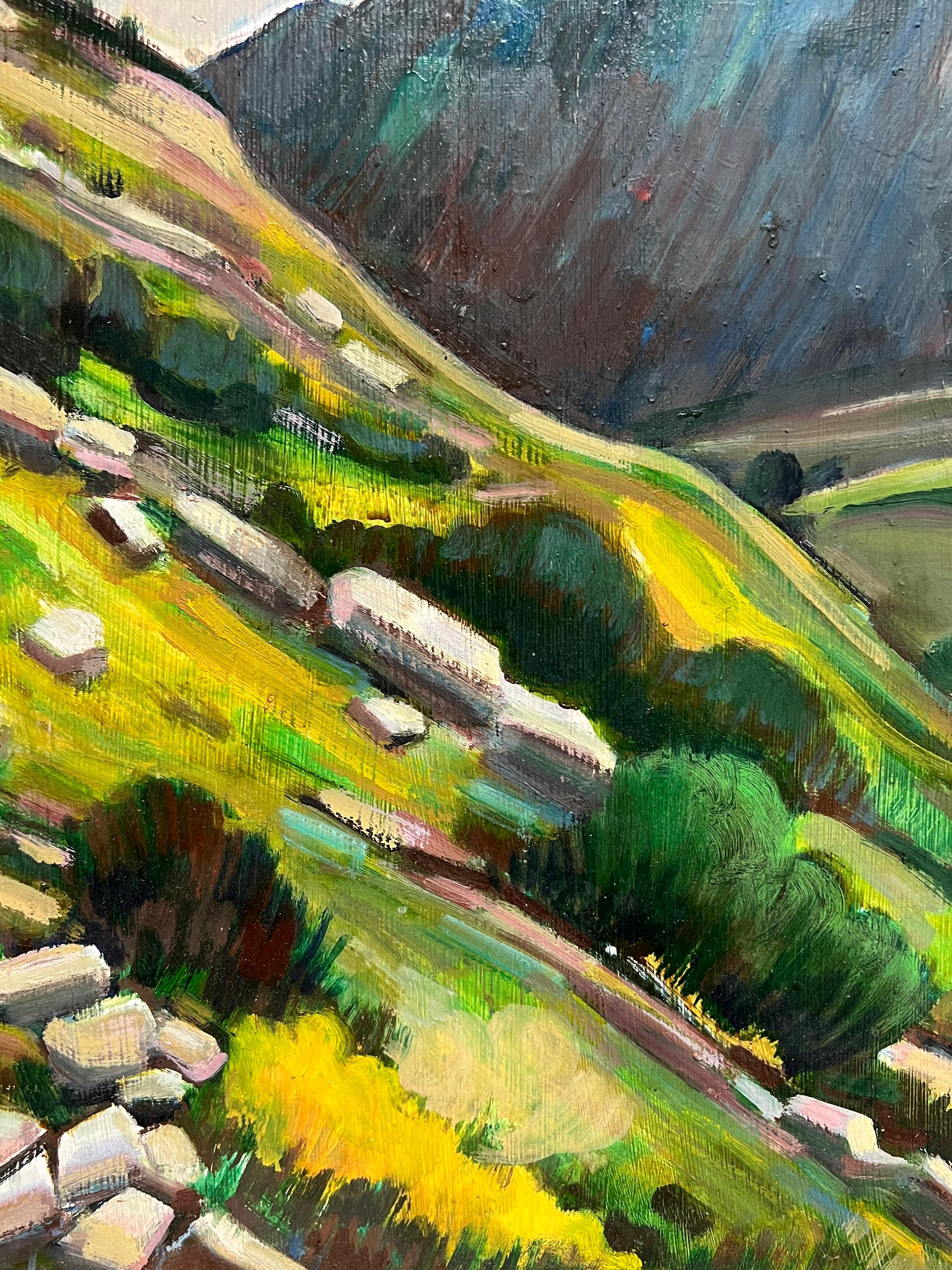 Vibrant Rolling Hills and Hilltop Castle, Französisches Ölgemälde des 20. Jahrhunderts im Angebot 2