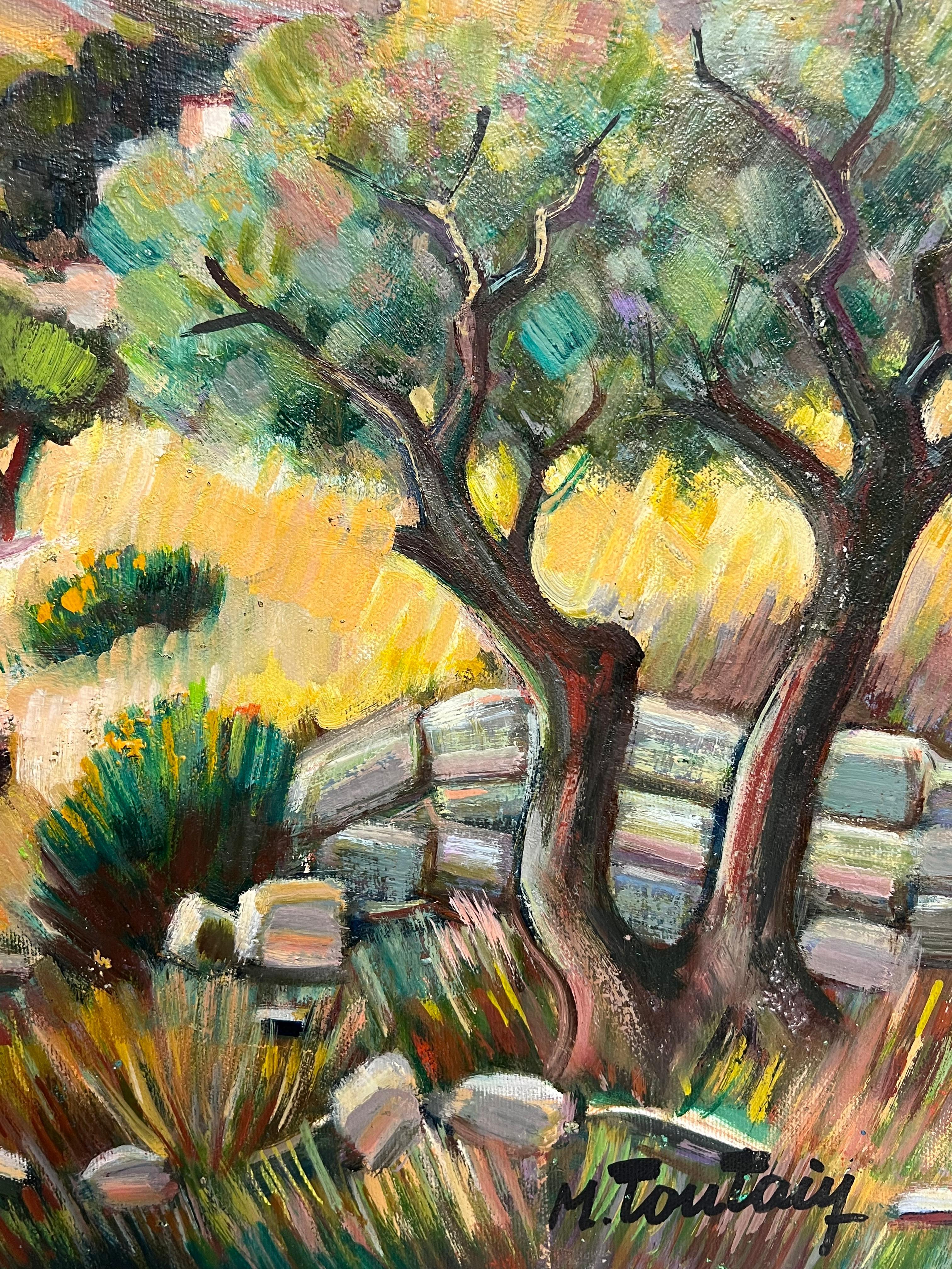 Un chemin sinueux menant à travers les vallées françaises 20e peinture post-impressionniste - Marron Landscape Painting par Max Toutain
