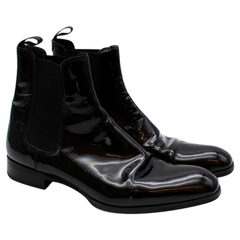 Max Verre Black Patent Leather Boots - Size 9 For Sale