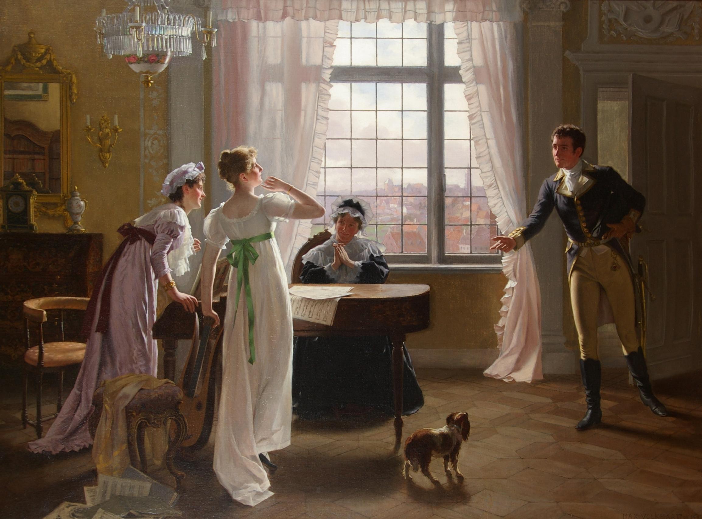A Surprise Visit - Painting by Max Volkhart