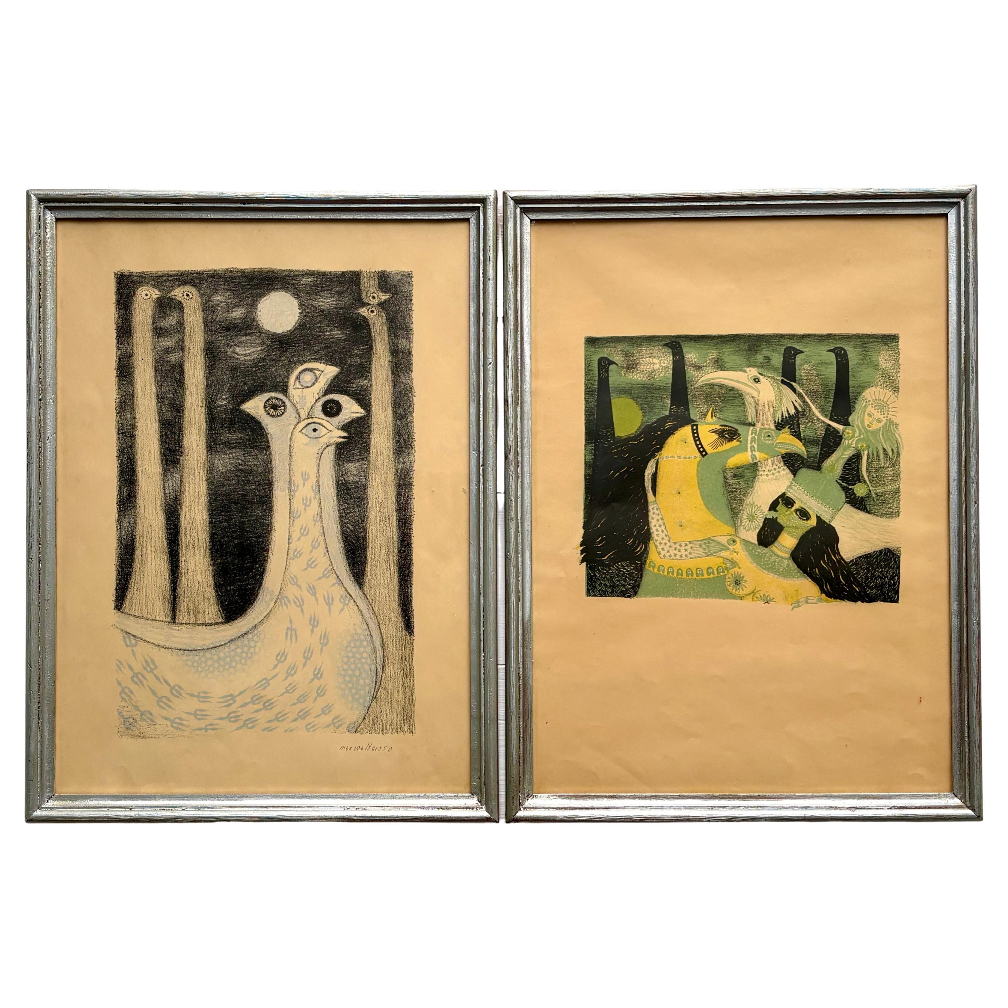 Max W. Svanberg Surrealist Lithographies, Sweden, 1950 For Sale