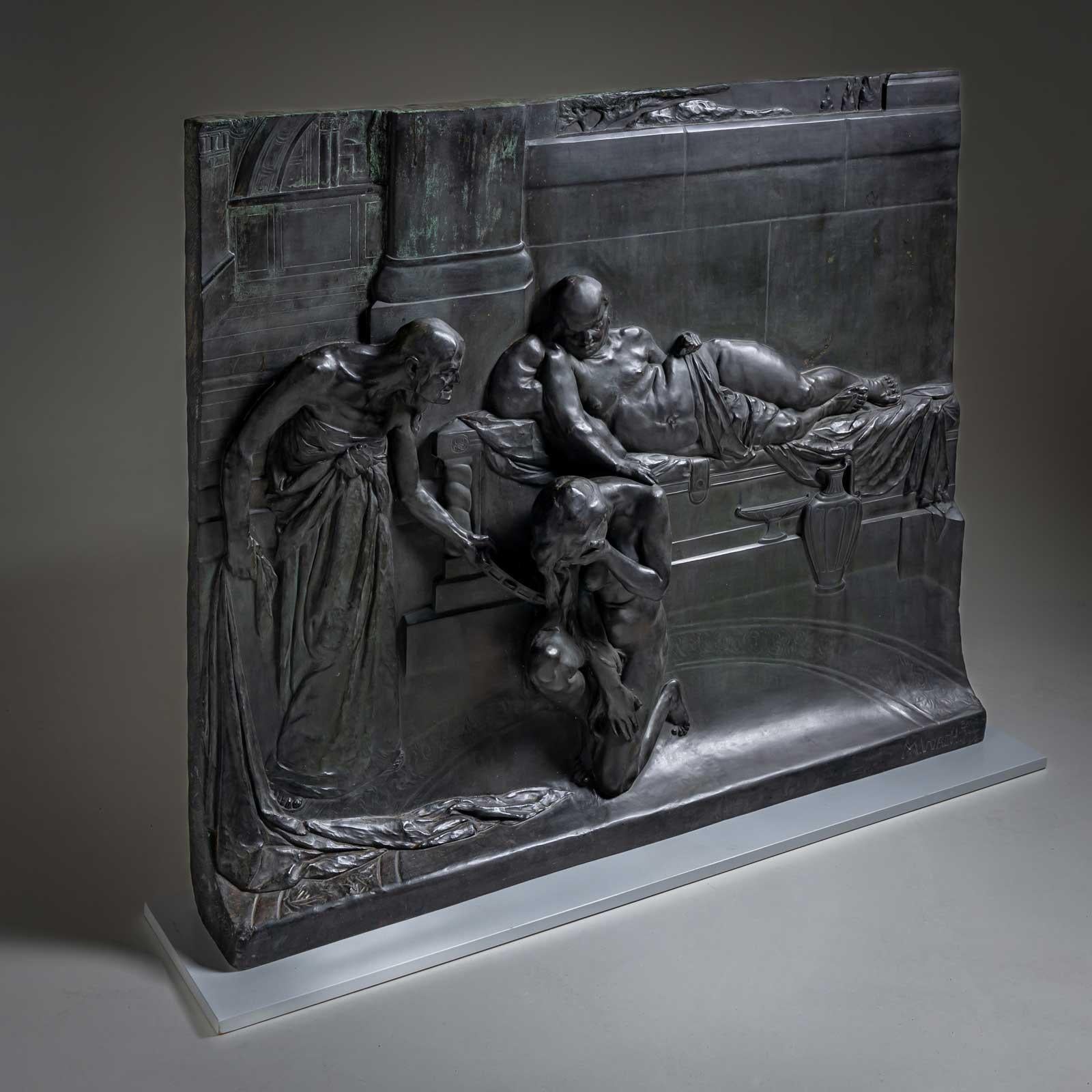 Bronze Relief by Max Wach-Wacheneck (*1871 Berlin), cast by Noack Berlin, 1909 For Sale 3