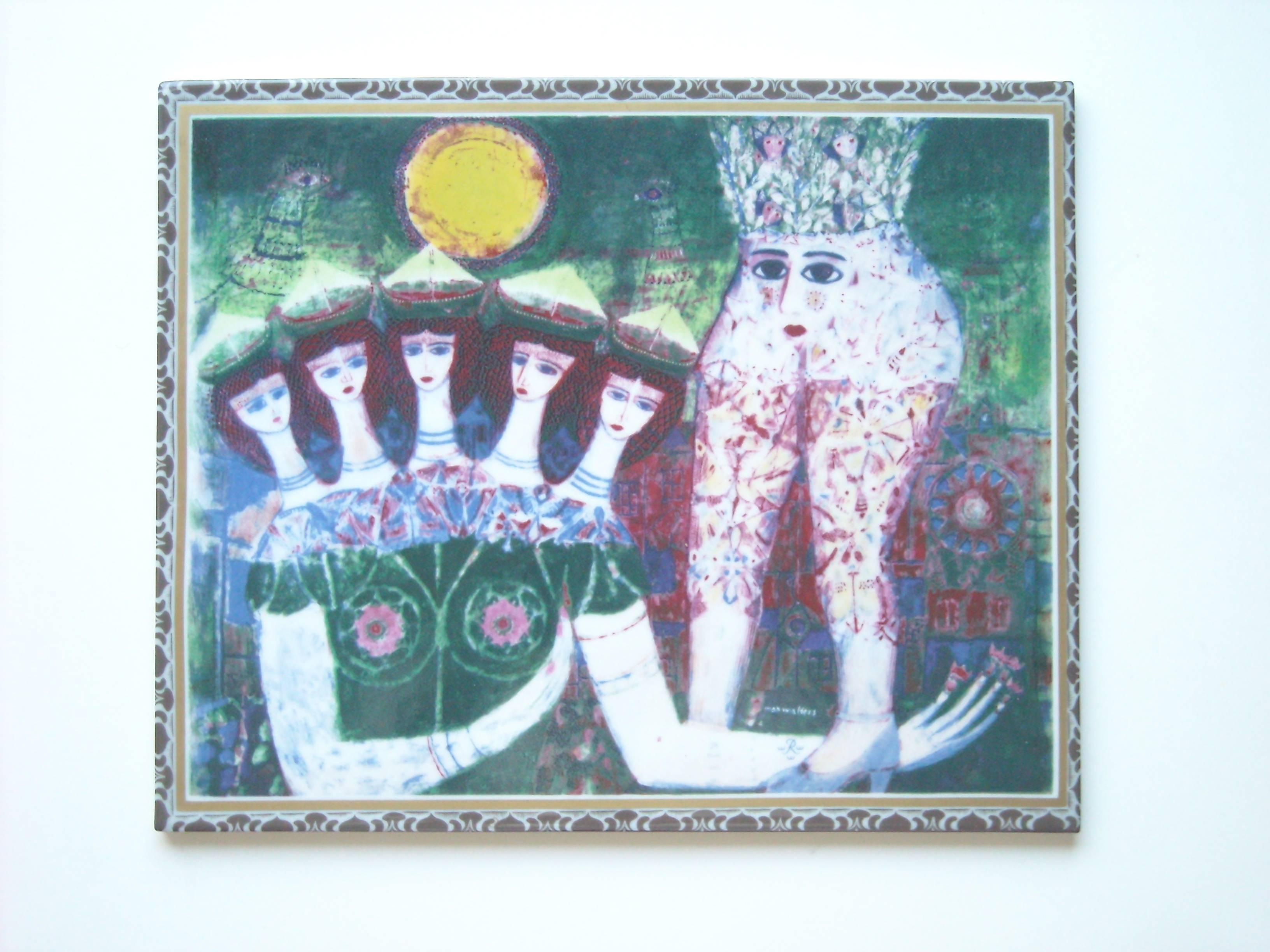 Modern Max Walter Svanberg Painted Ceramic Tile, for Rorstrand, Signed Titled in Bac For Sale