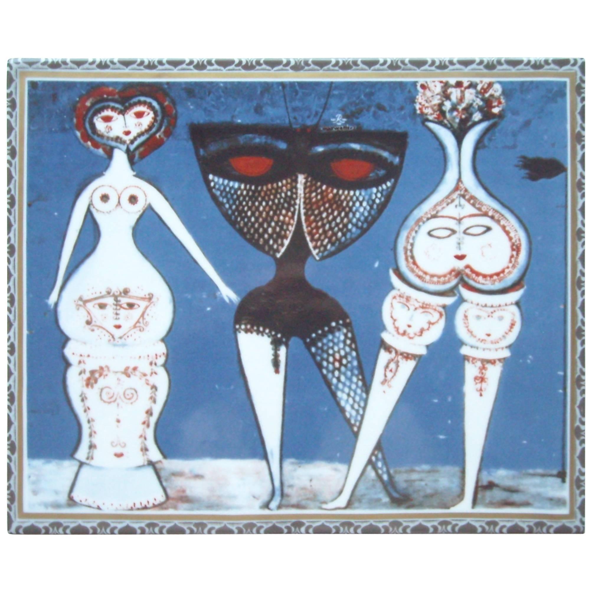 Max Walter Svanberg Painted, Signed Tile for Rörstrand
