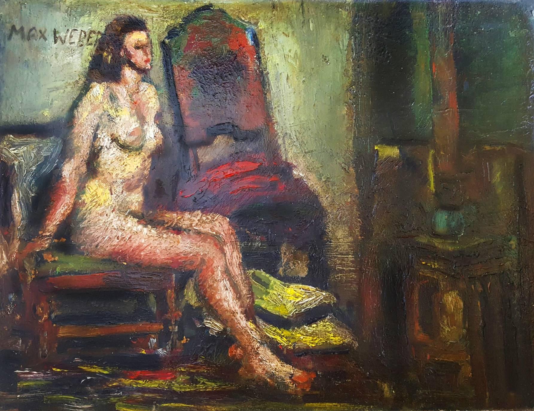 Max Weber Figurative Painting - Nude on Chair