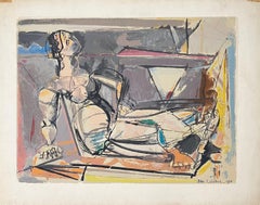 American Modernist Cubist Color Screenprint - "Reclining Woman" Max Weber
