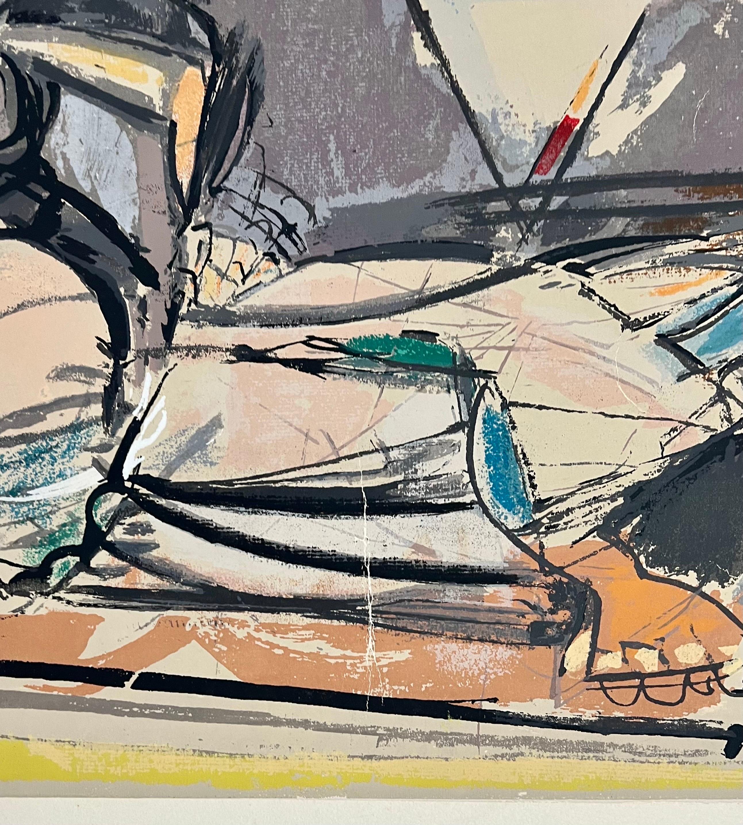 American Modernist Cubist Lithograph Screenprint 