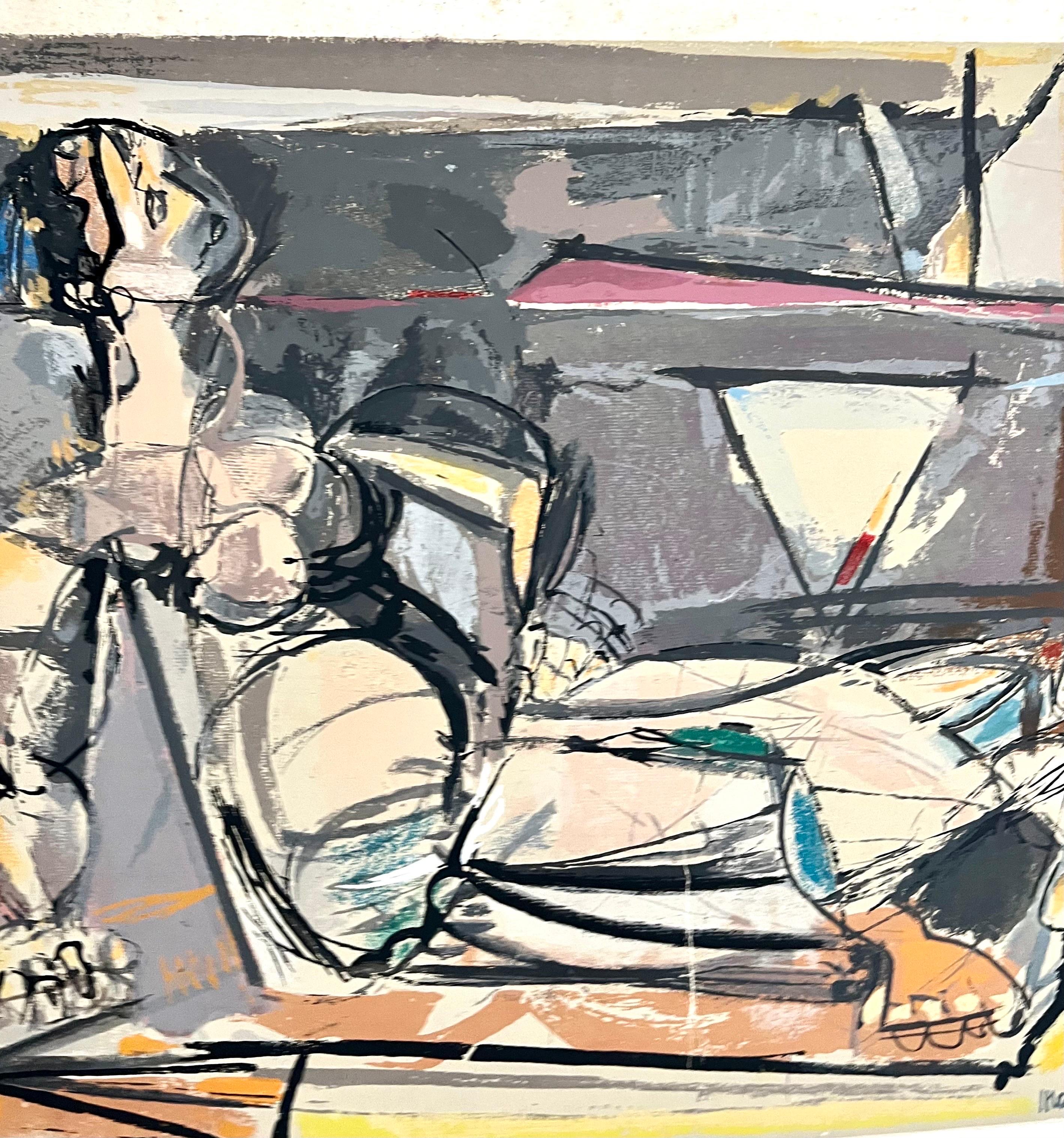 Sérigraphie cubiste moderniste américaine « Reclining Woman » de Max Weber en vente 10