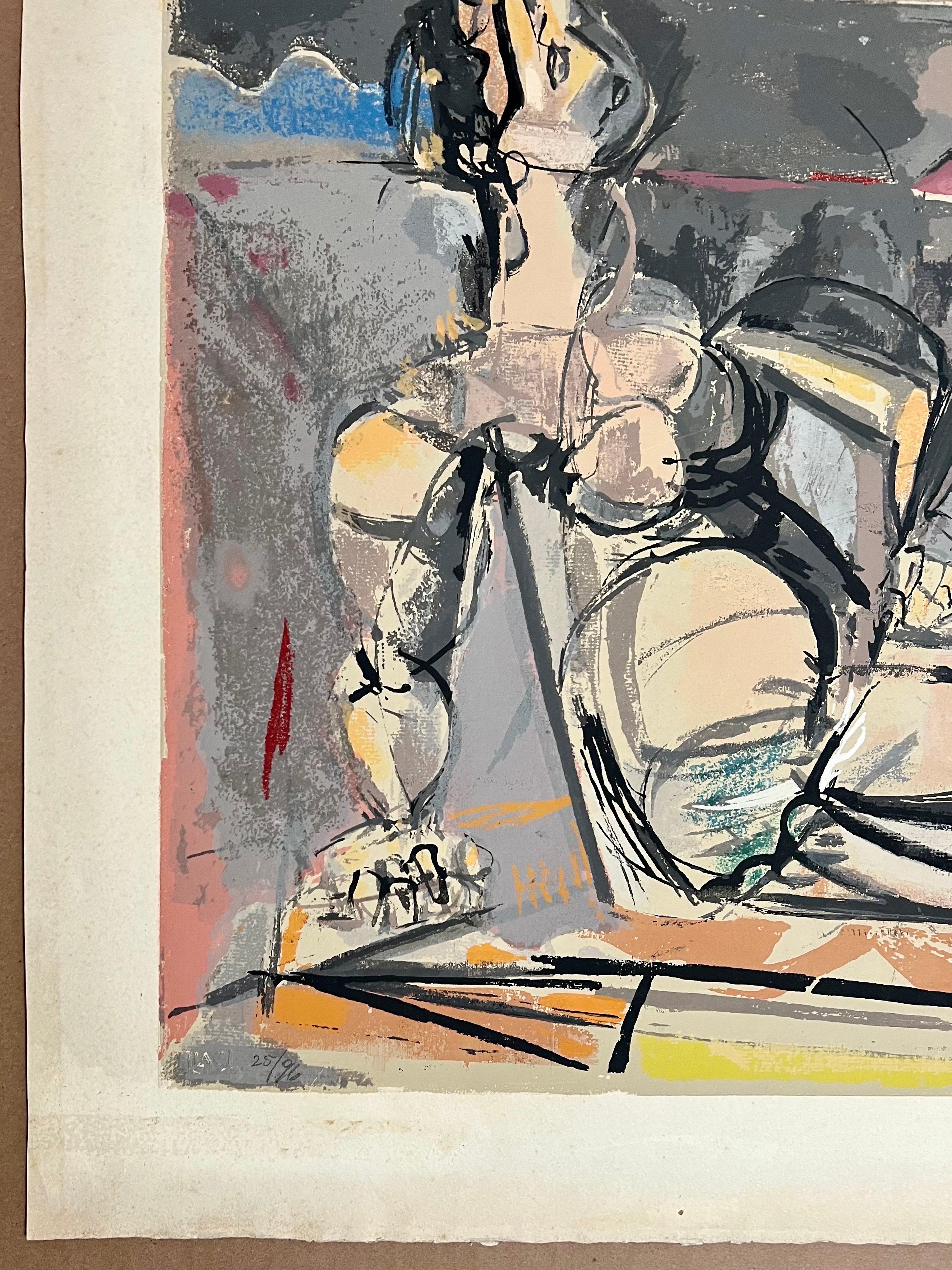 Sérigraphie cubiste moderniste américaine « Reclining Woman » de Max Weber en vente 3